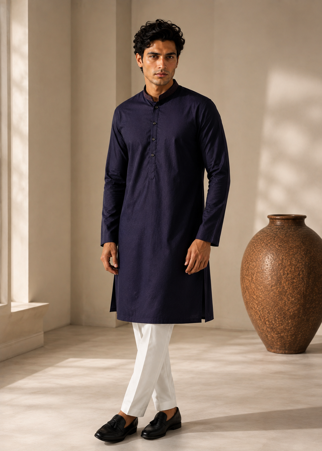wash & wear Kurta in Plum