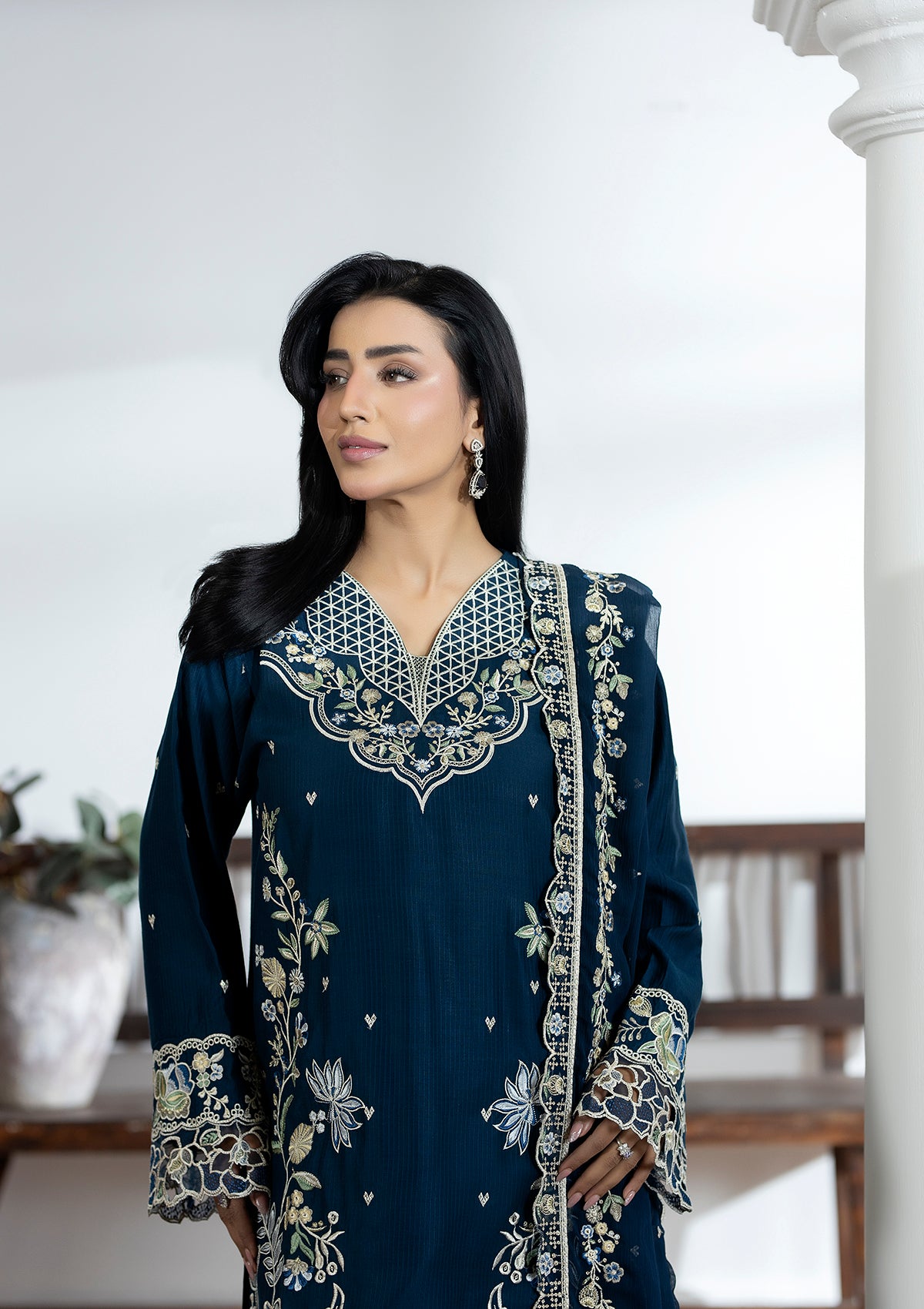 viscose Kurta Set in Navy blue