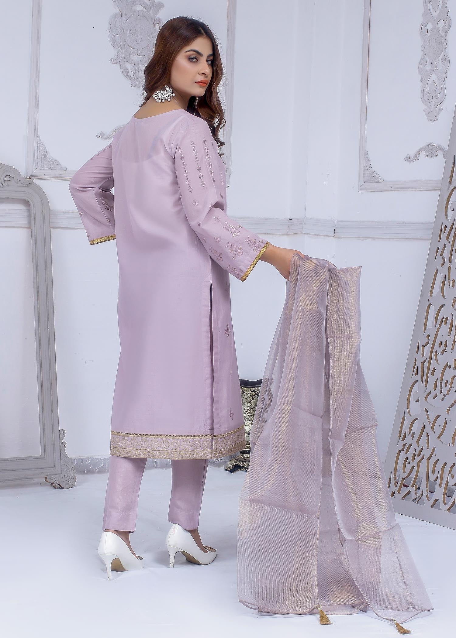 cotton dobby Kurta Set in Lilac