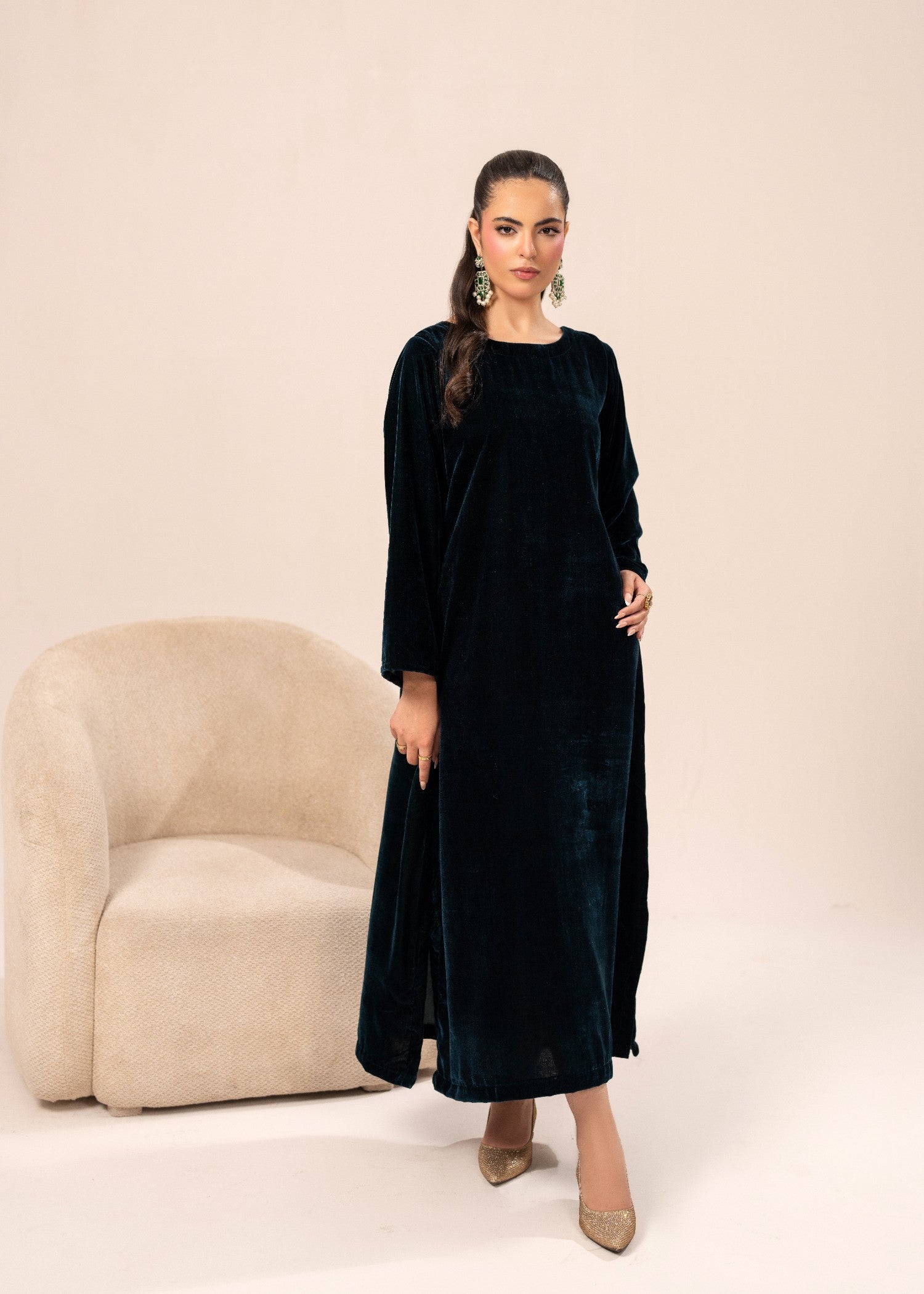velvet Kaftan in Teal