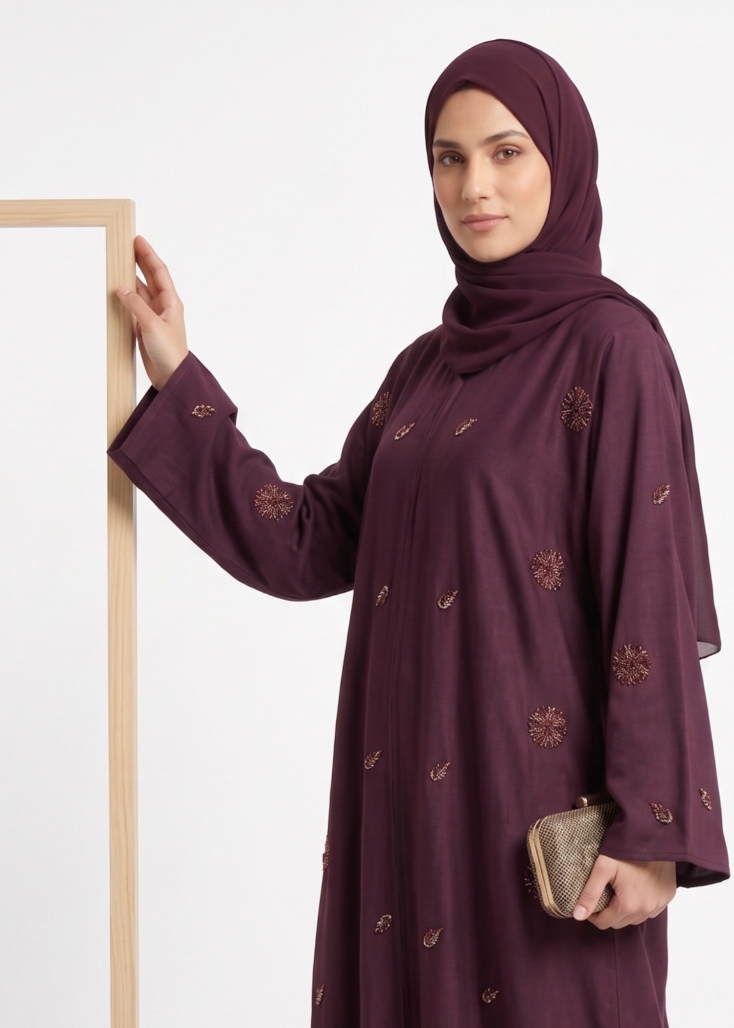 nidha blend Abaya in Burgundy