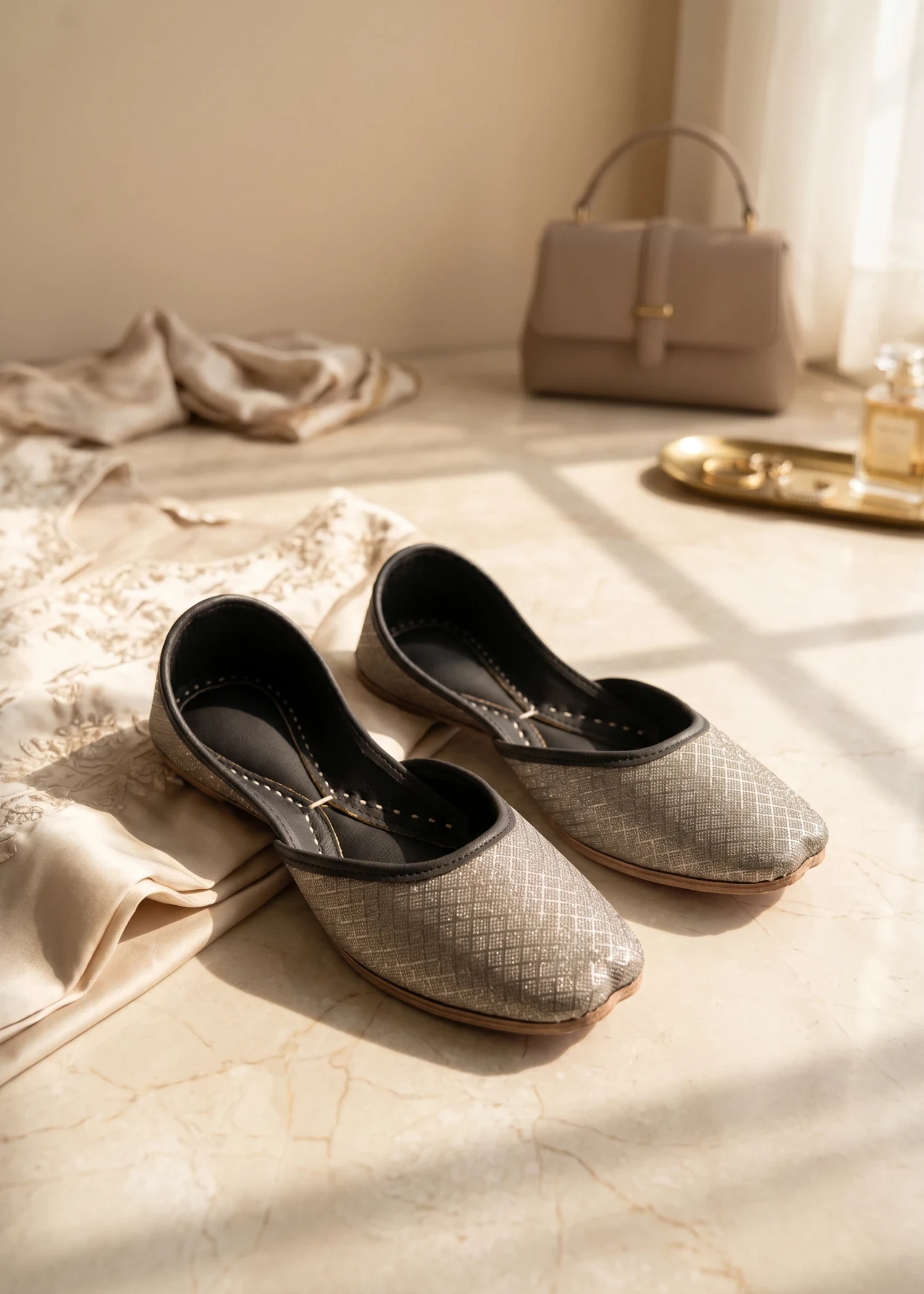 Khussa in Silver by - High Quality Women Khussa ZOV0229