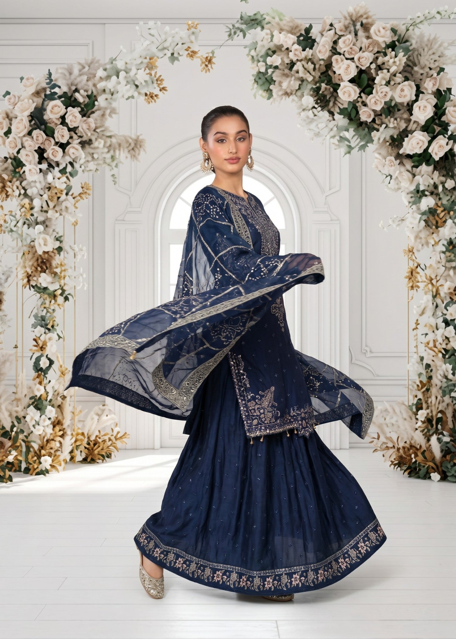 viscose Lehenga in Navy blue