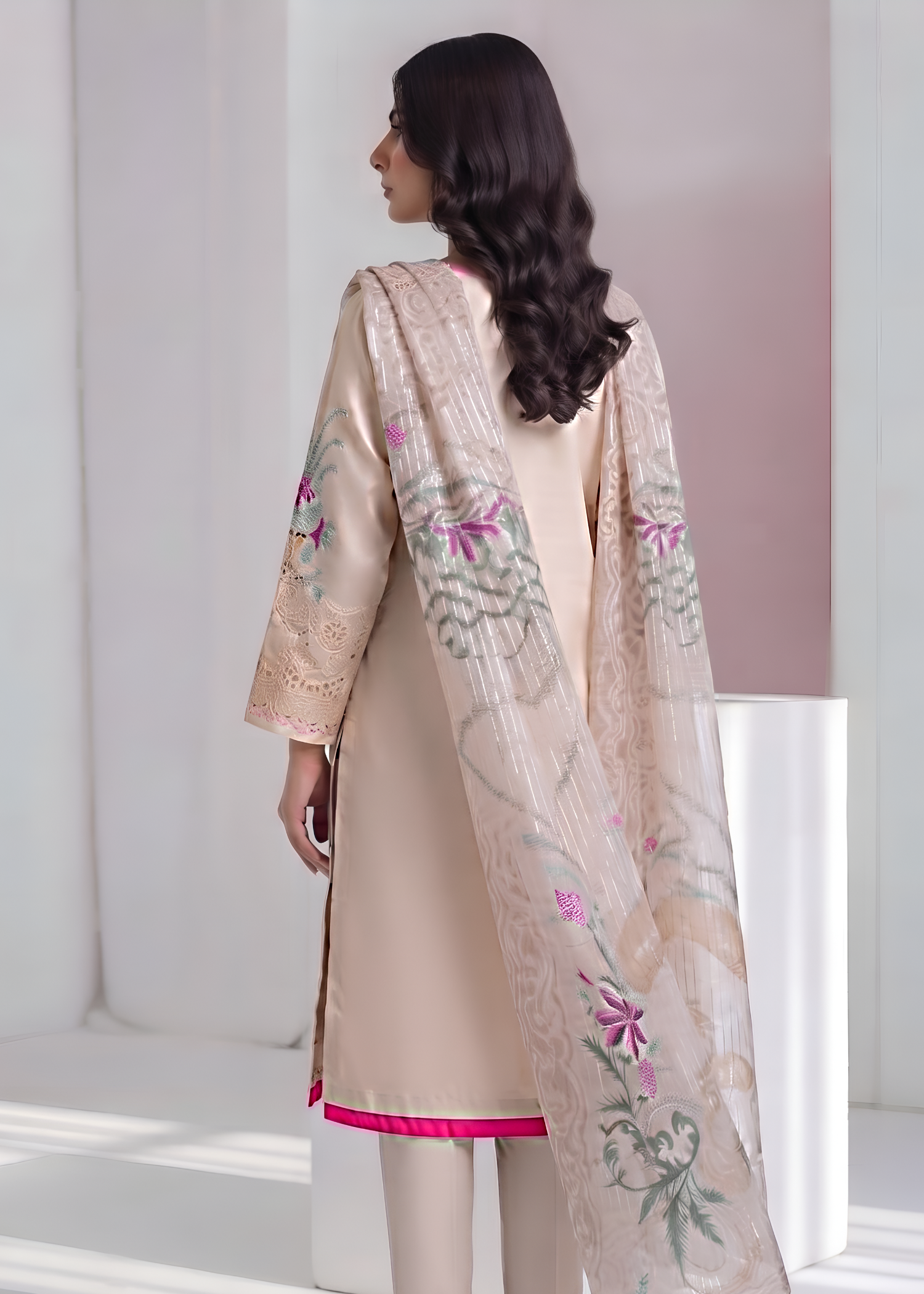 cotton Kurta Set in Beige