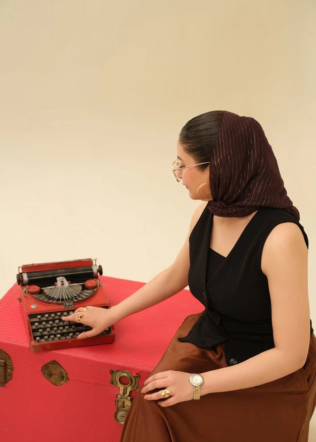 silk satin velvet Skirt in Dark brown