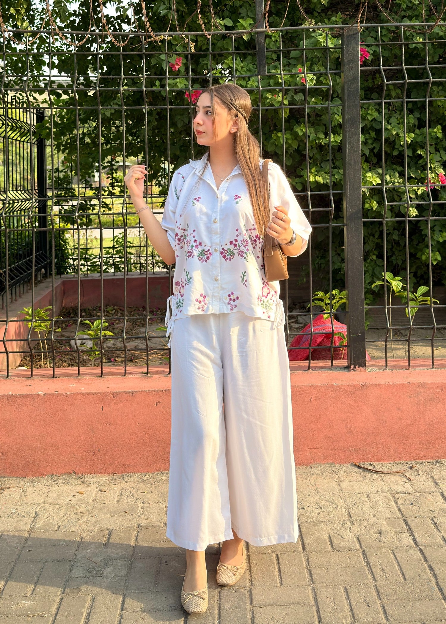 cambric cotton Co Ord Sets in White