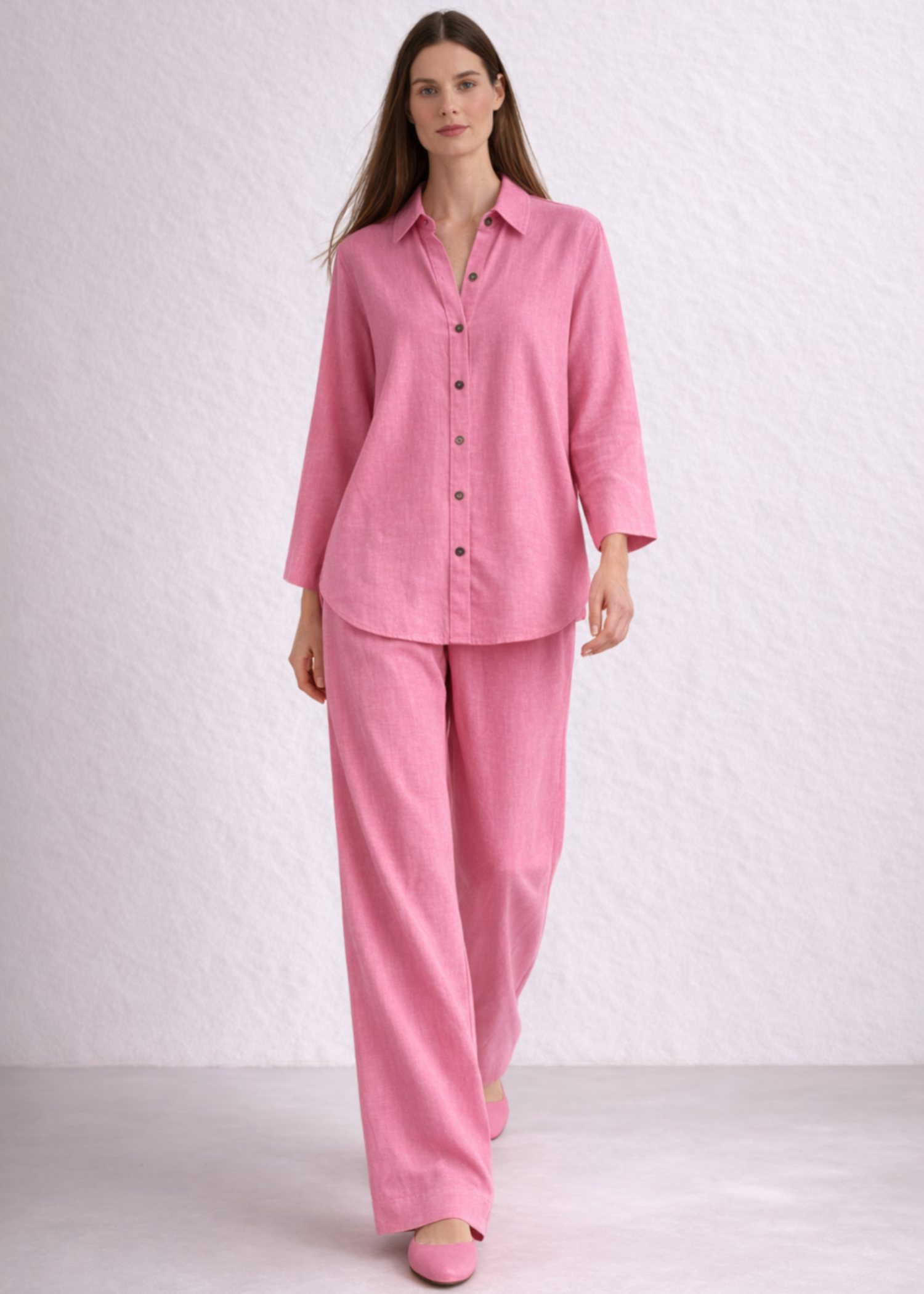 seersucker Trousers in Cherry blossom pink