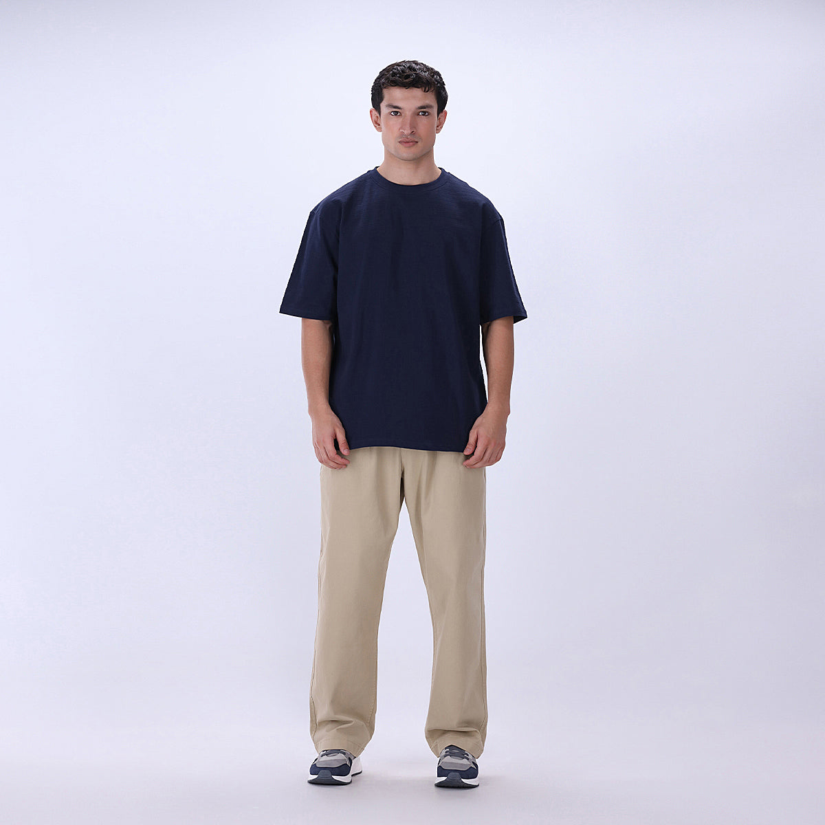 cotton dobby T Shirt in Navy blue