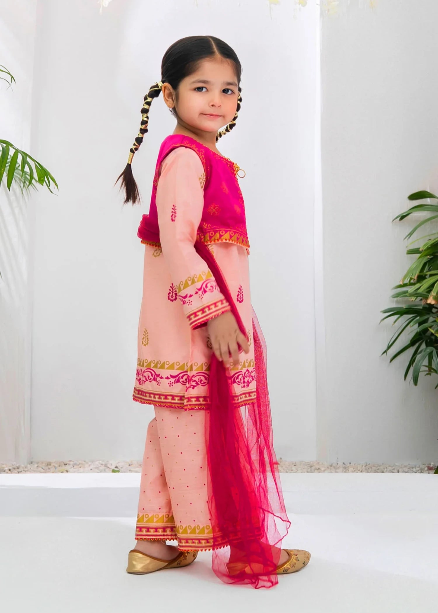 cotton silk Kurta Set in Peach pink