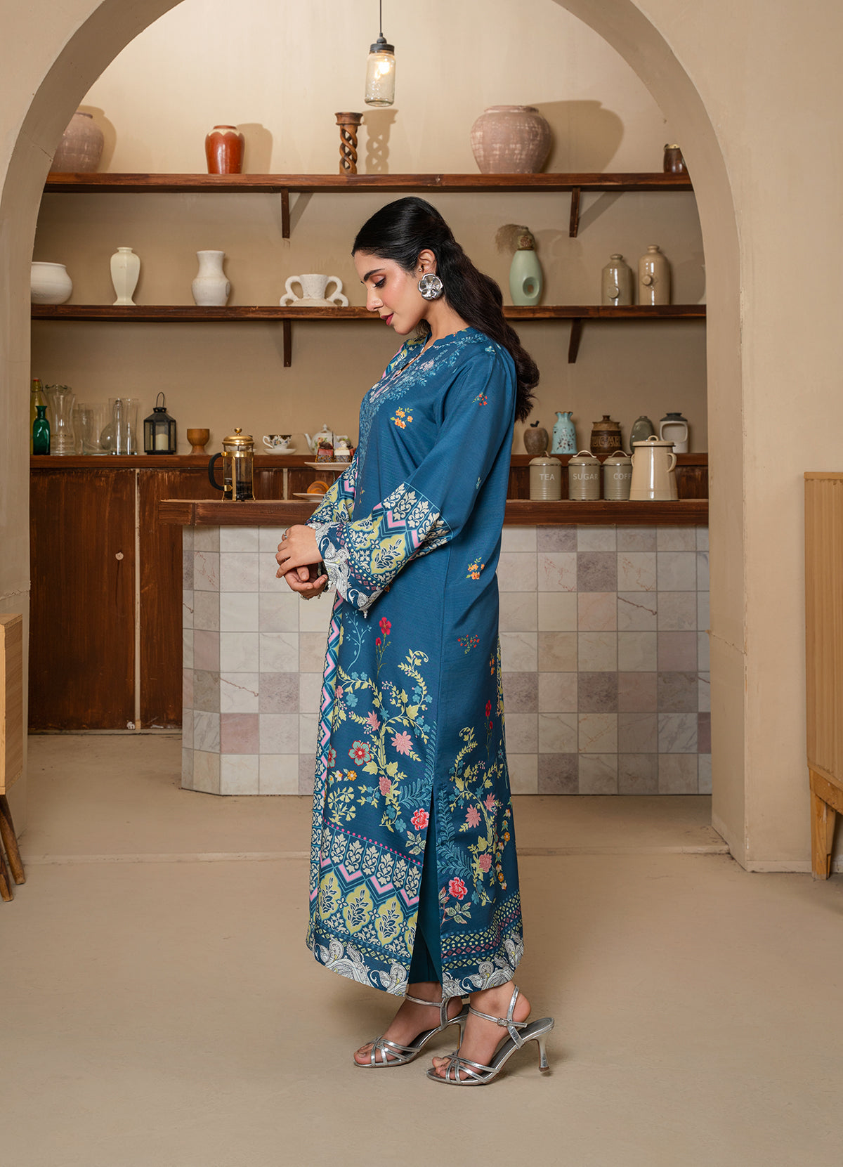 poly modal Kurta Set in Teal