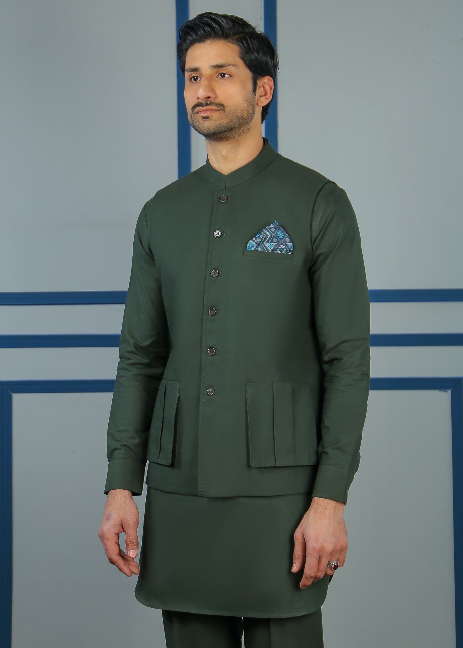 cotton Waistcoat in Green
