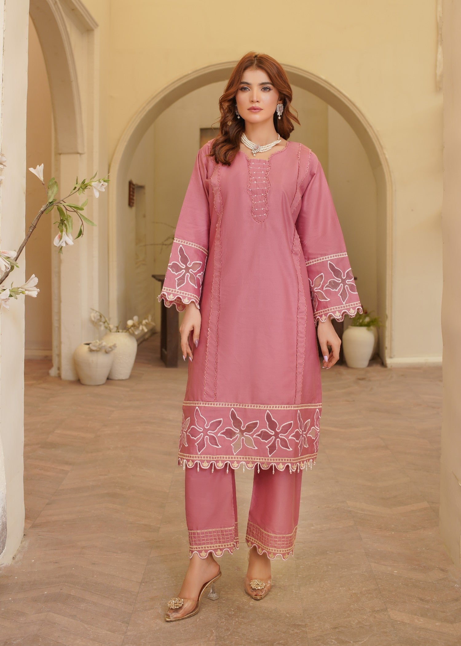 cotton Kurta Set in Blush pink
