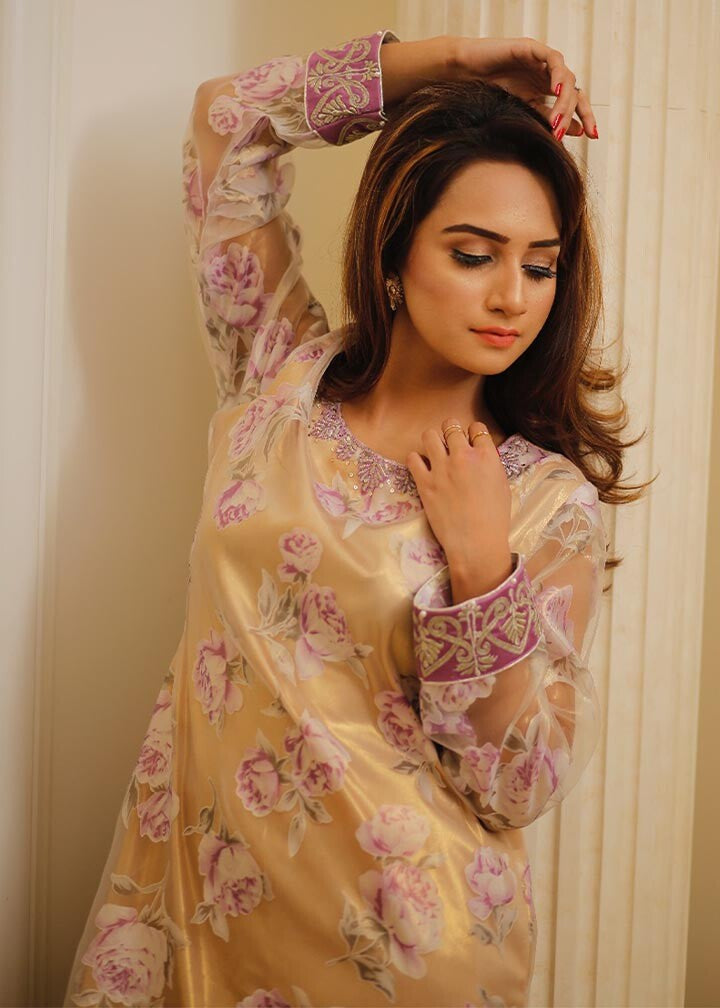 organza Kurti in Gold