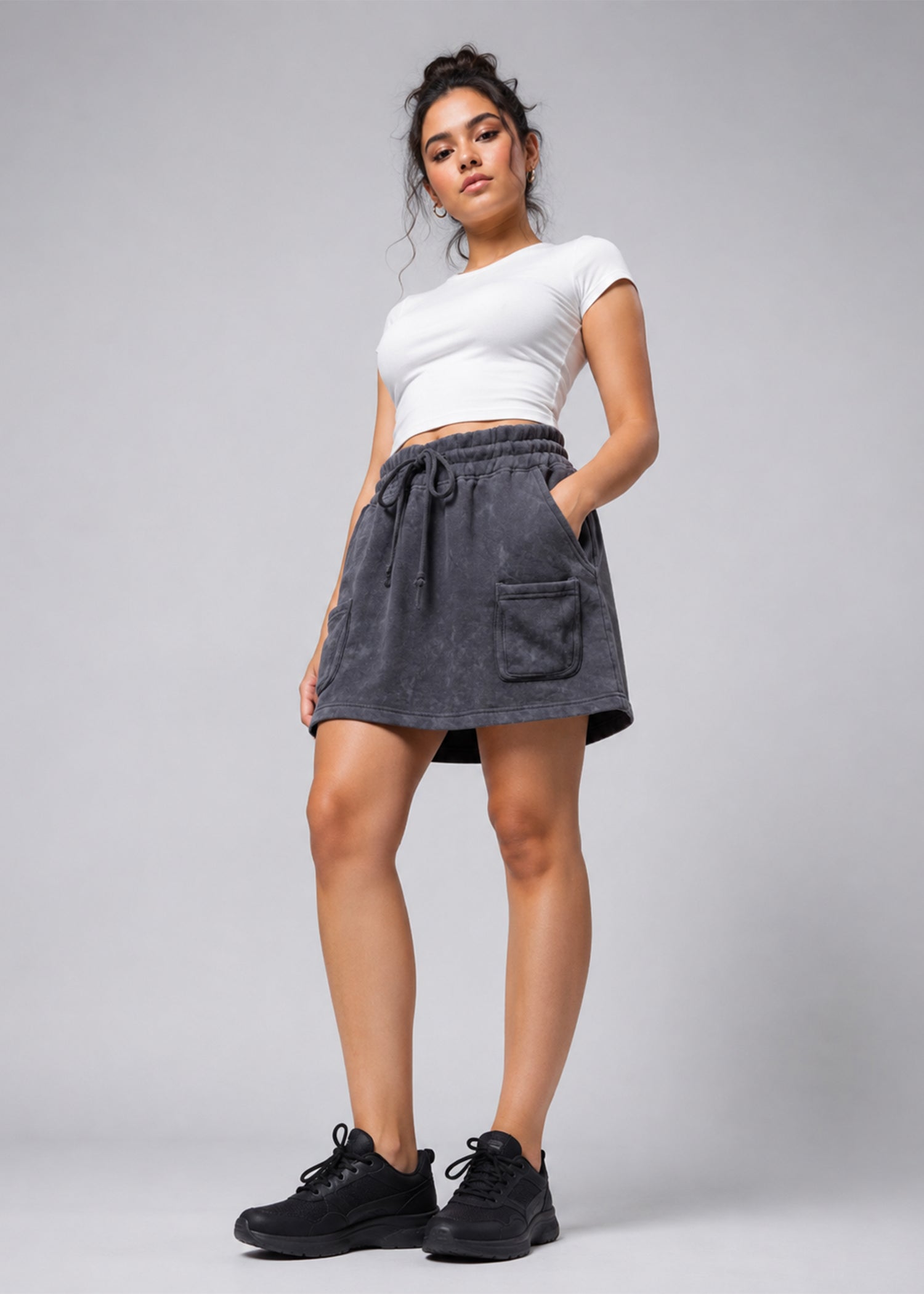 fleece Skirt in Charcoal black
