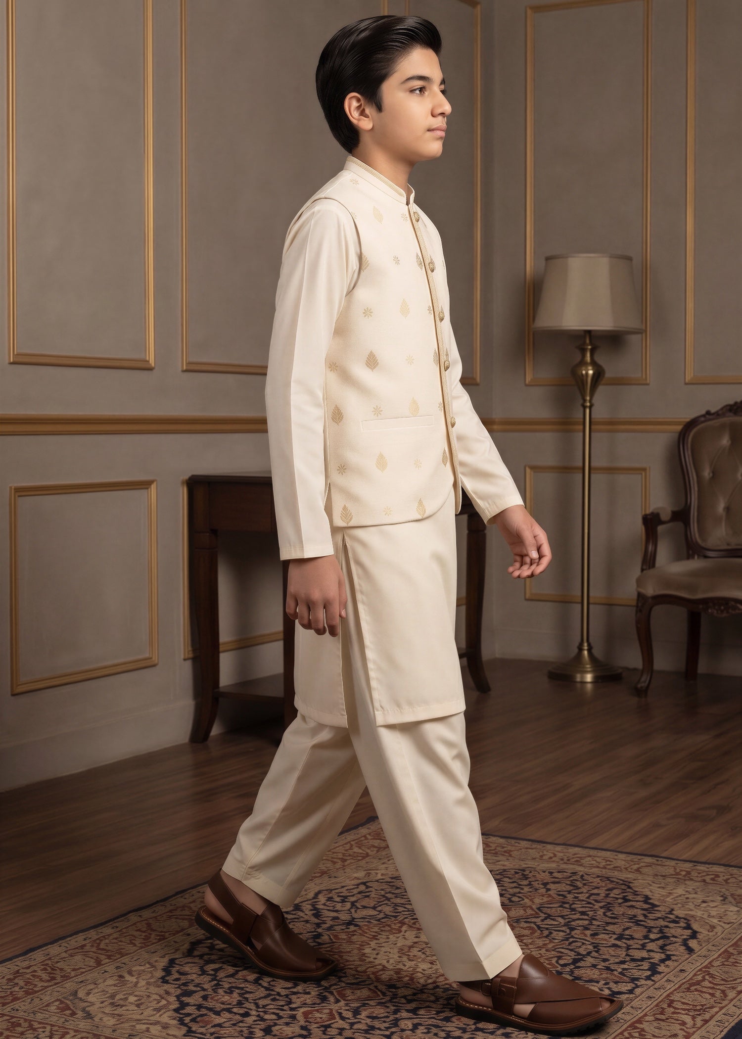 cotton Waistcoat in Off-white