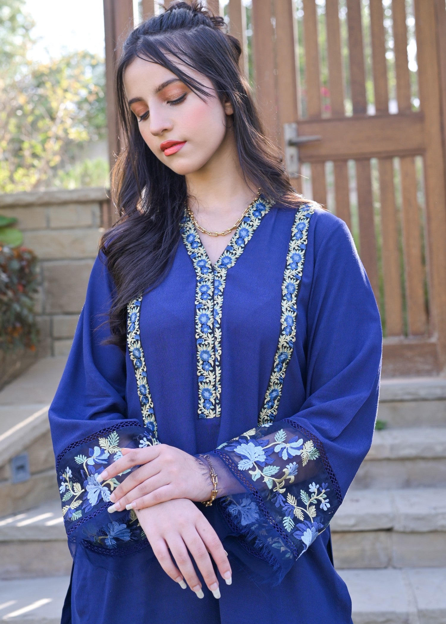 cotton silk Kurta Set in Royal blue