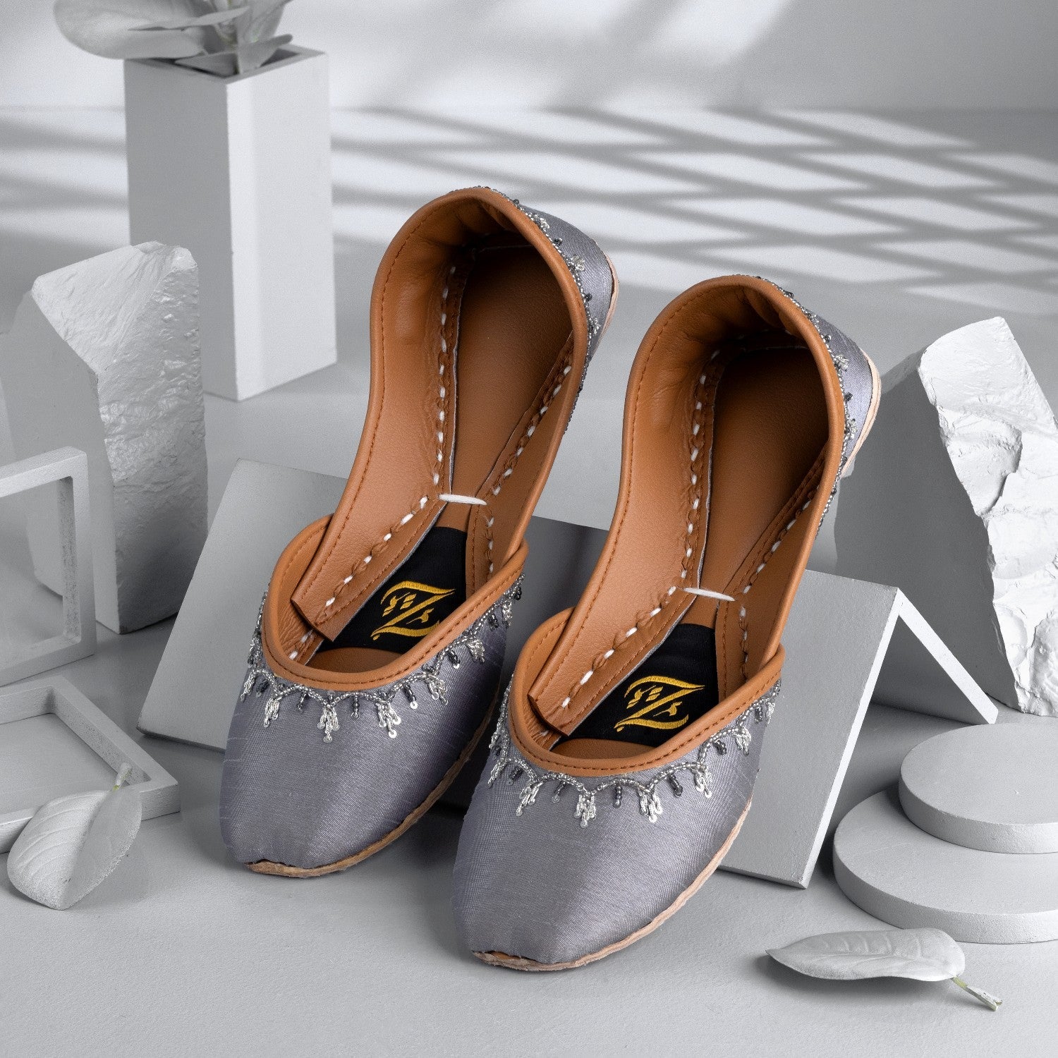 Khussa in Ash grey by - High Quality Women Khussa ZGA0928