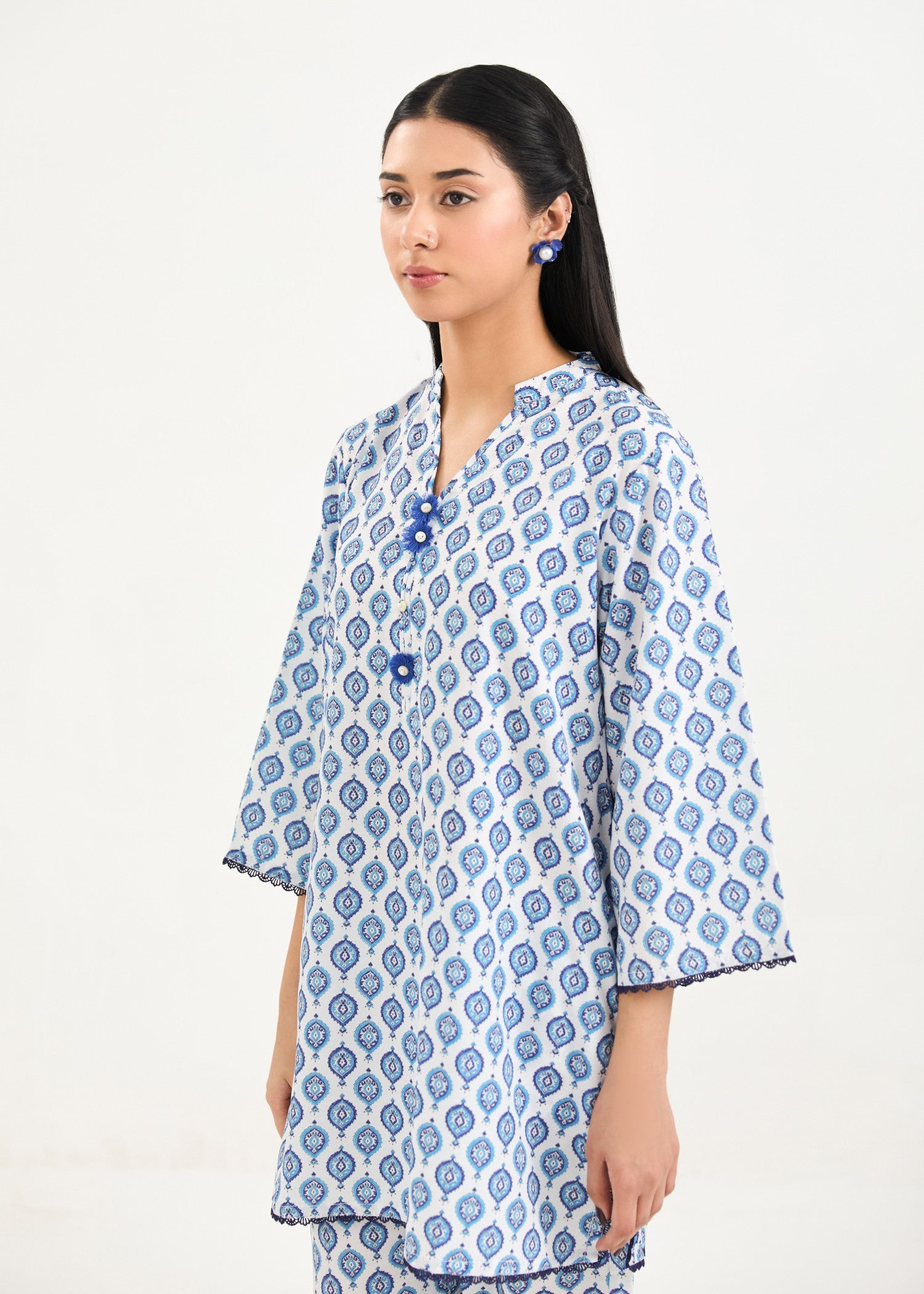 silk finish lawn Co Ord Sets in Sapphire blue