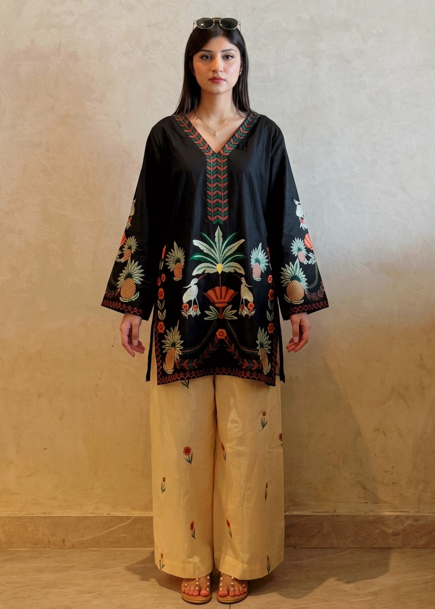 cotton Kurta Set in Black