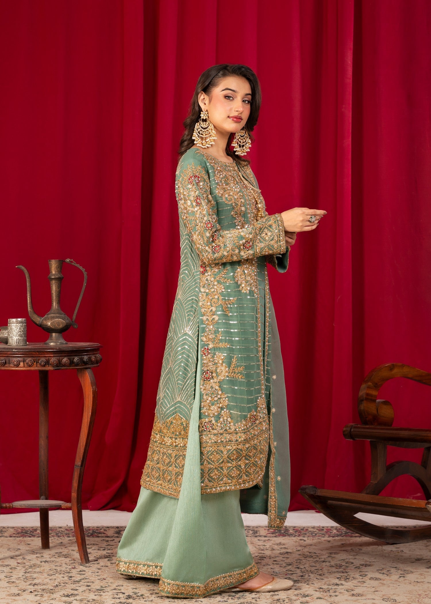 chiffon Gown in Pastel green