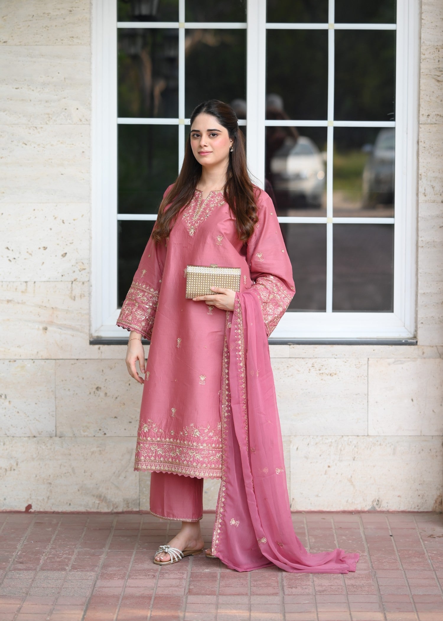 cotton Kurta Set in Salmon pink