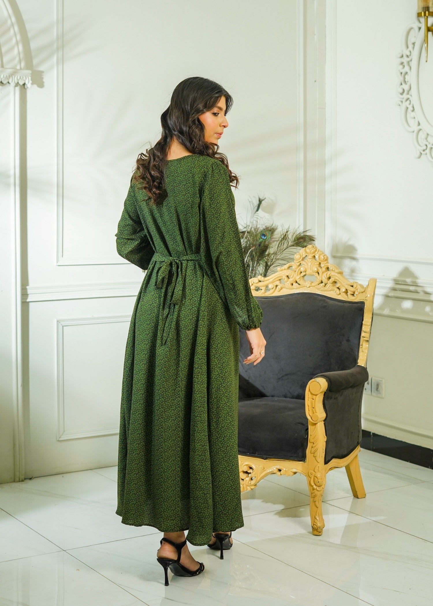crepe Maxi in Green
