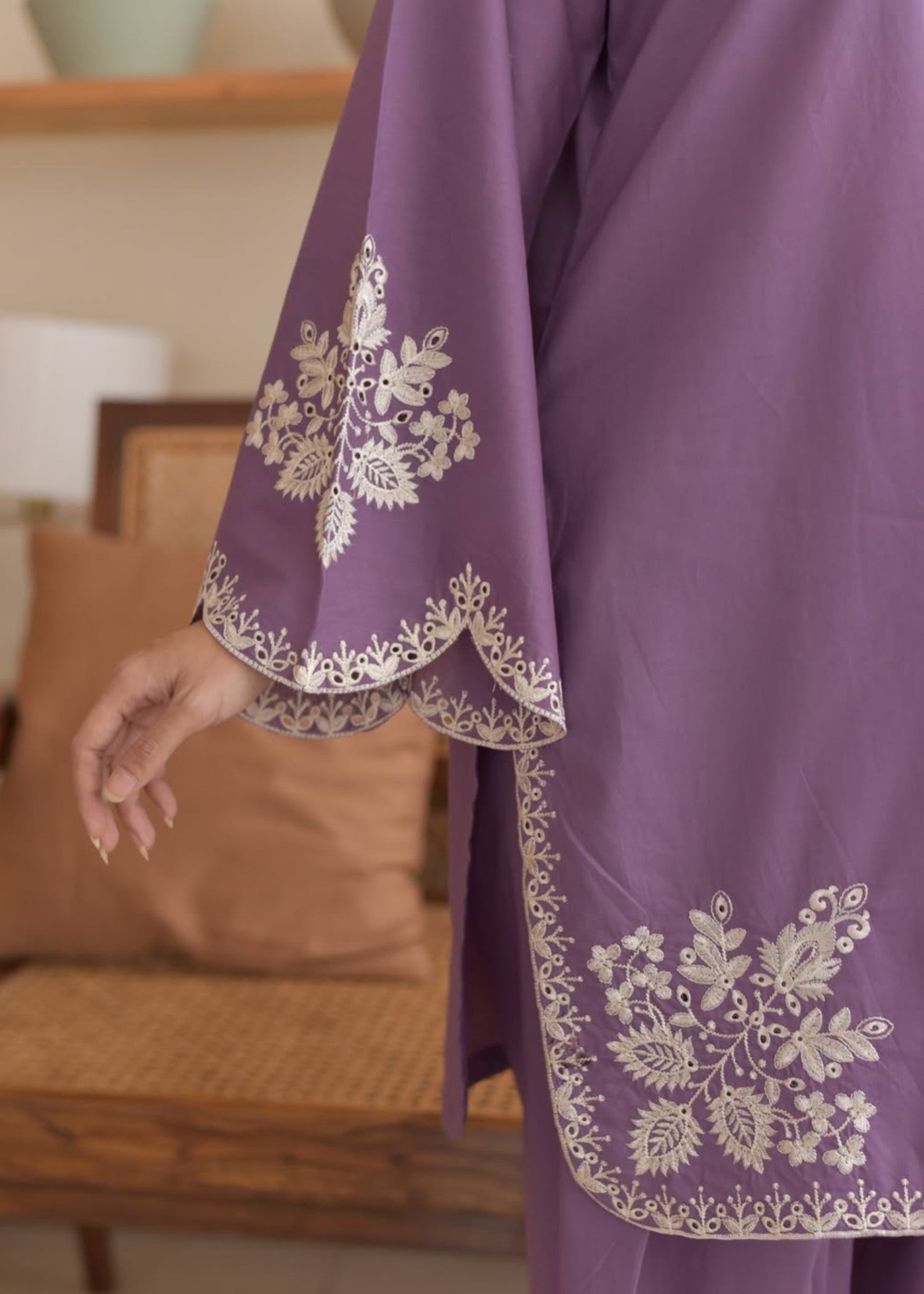 cotton Kurta Set in Electric purple
