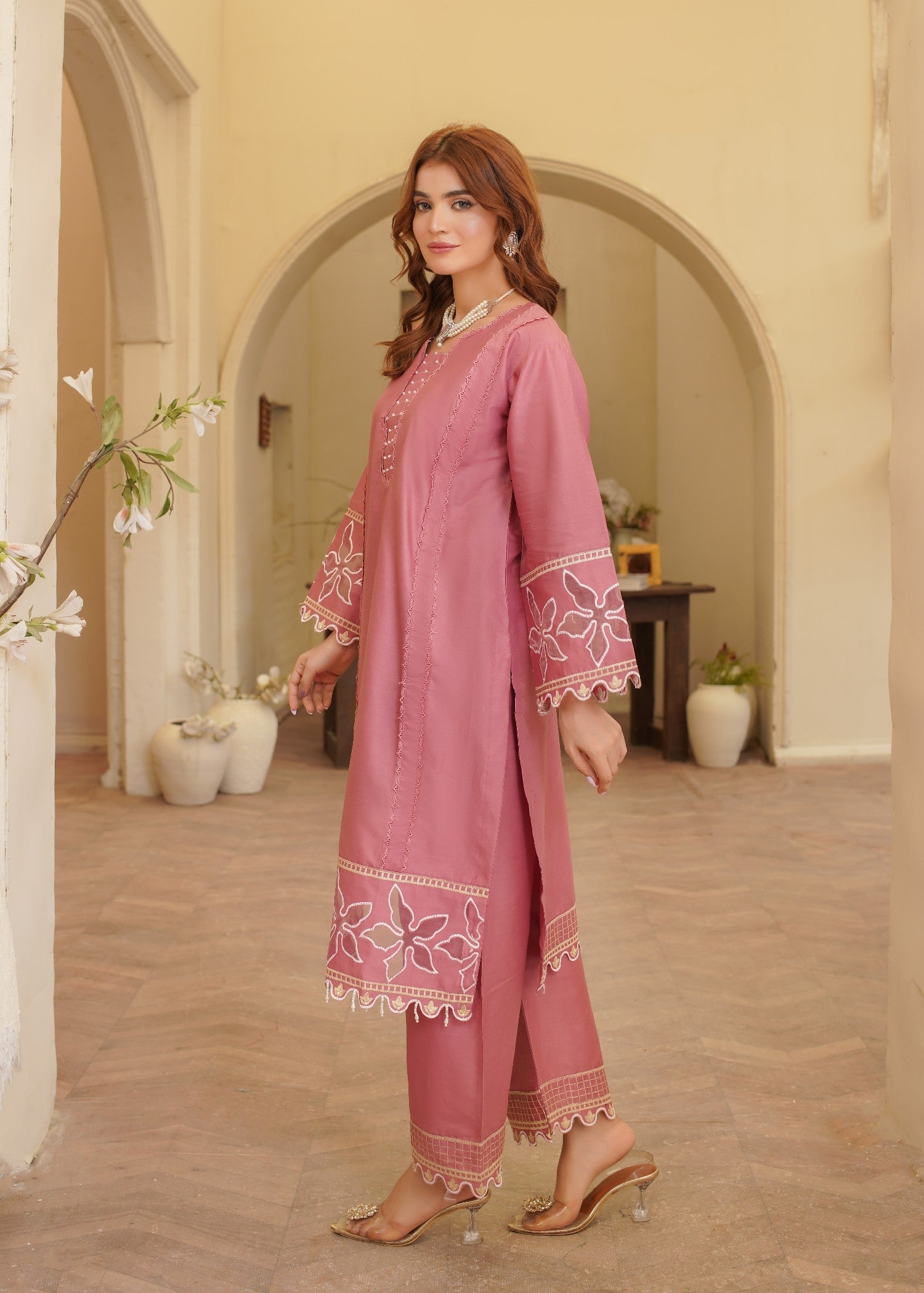 cotton Kurta Set in Blush pink
