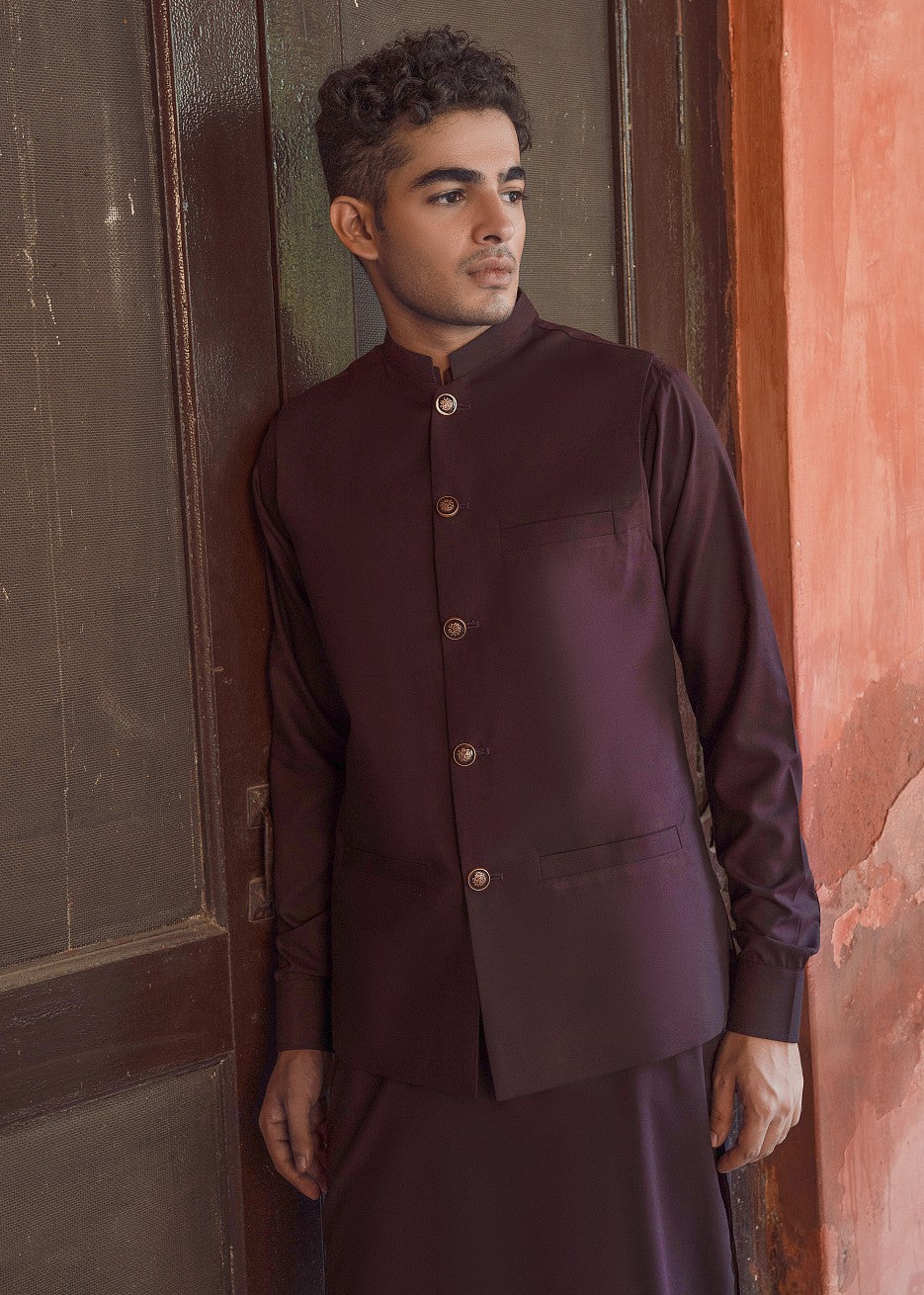 wash & wear Waistcoat in Chocolate brown