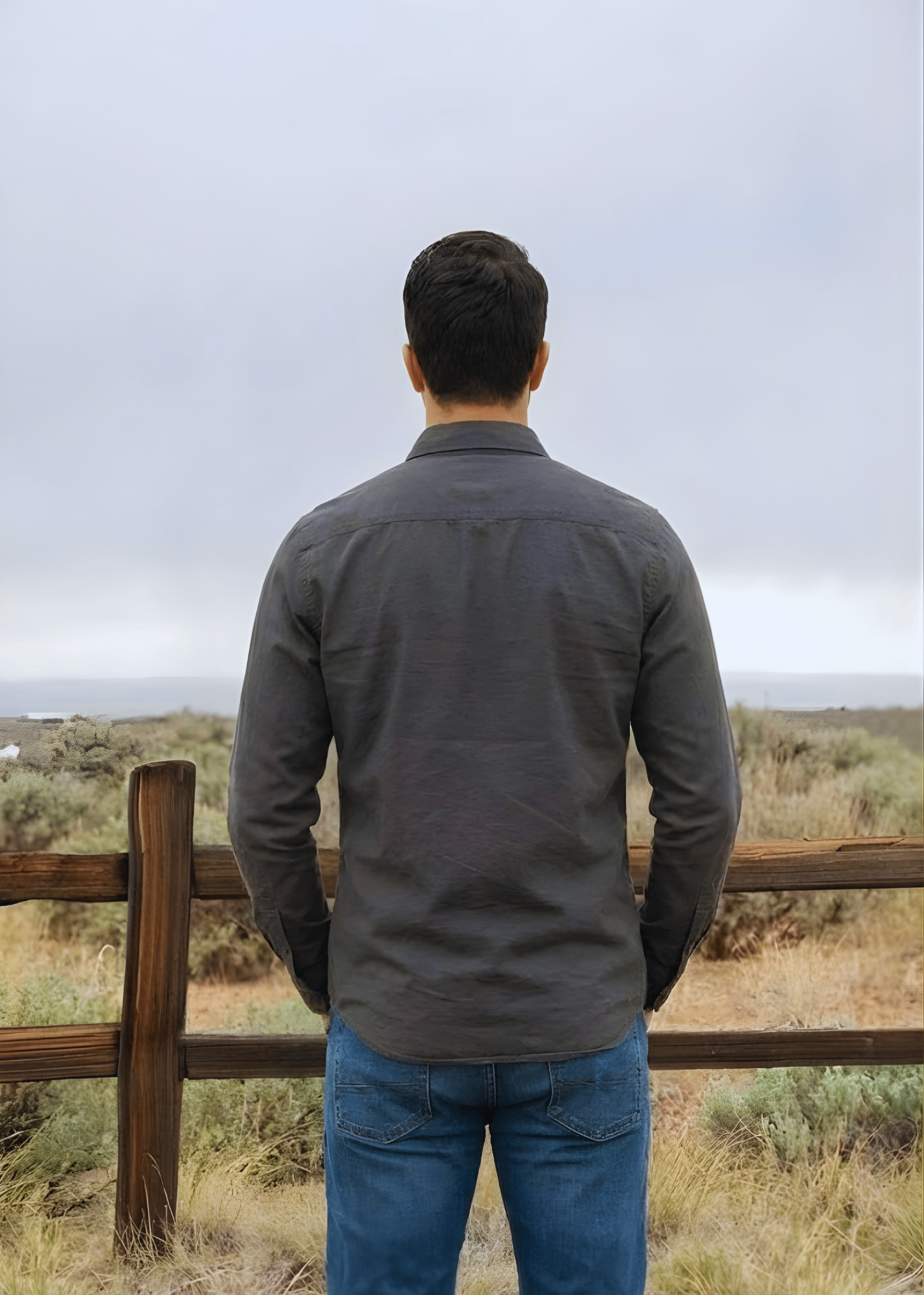 stretch denim Casual Shirt in Brown