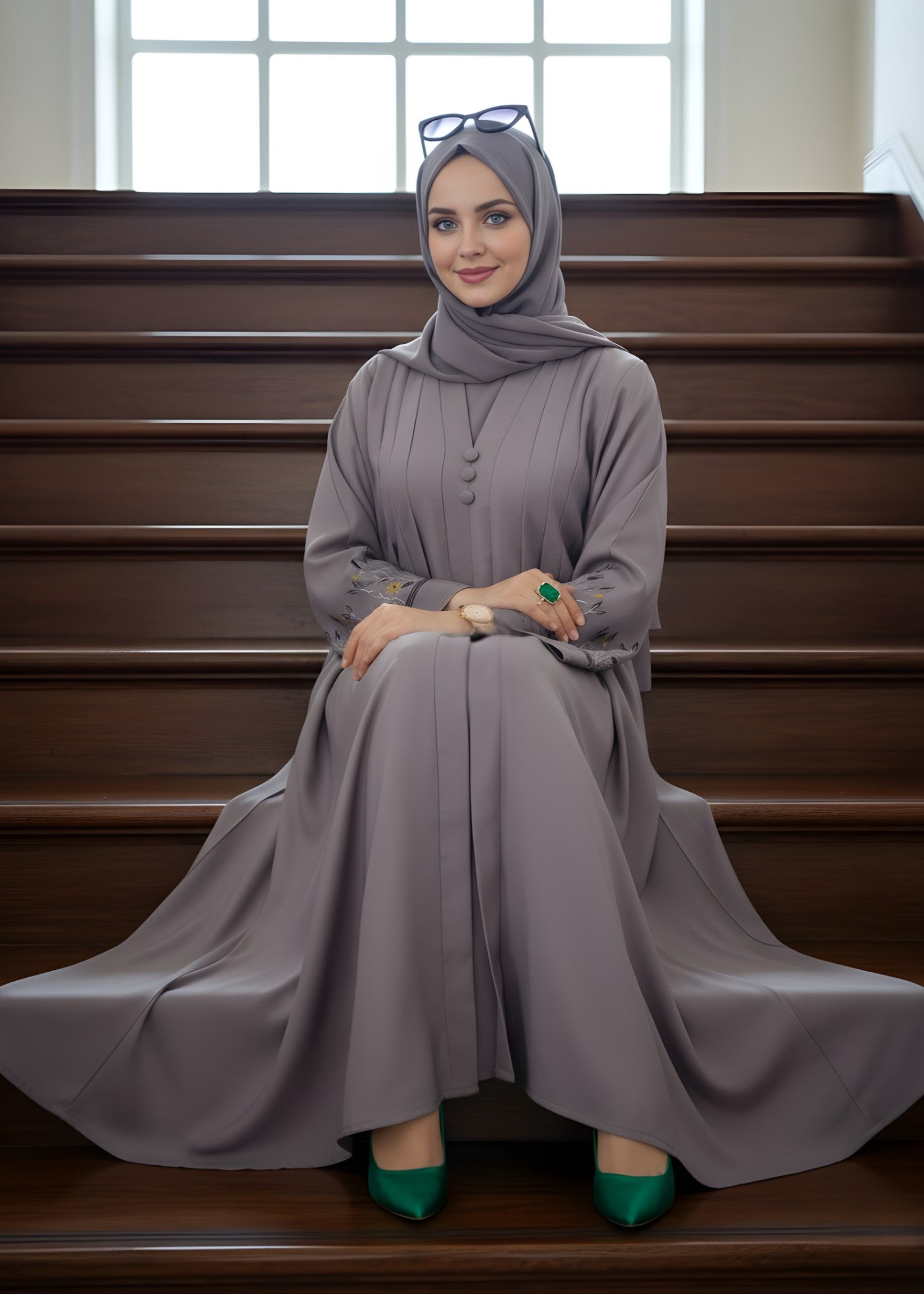 nidha blend Abaya in Lynx white
