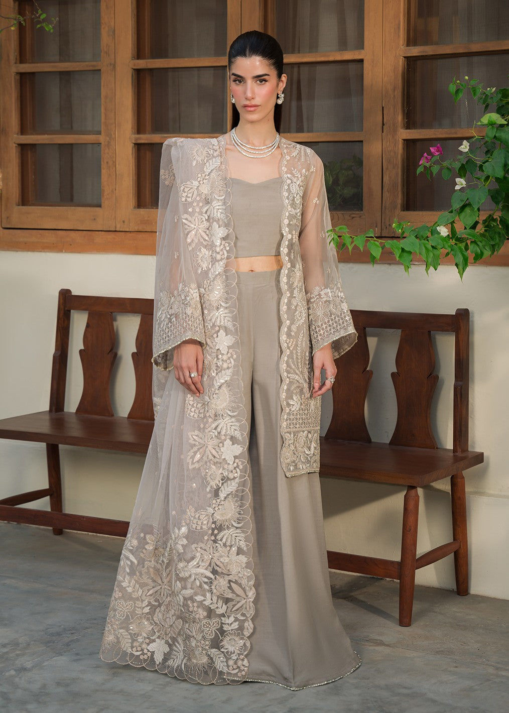 organza Unstitched in Steal grey