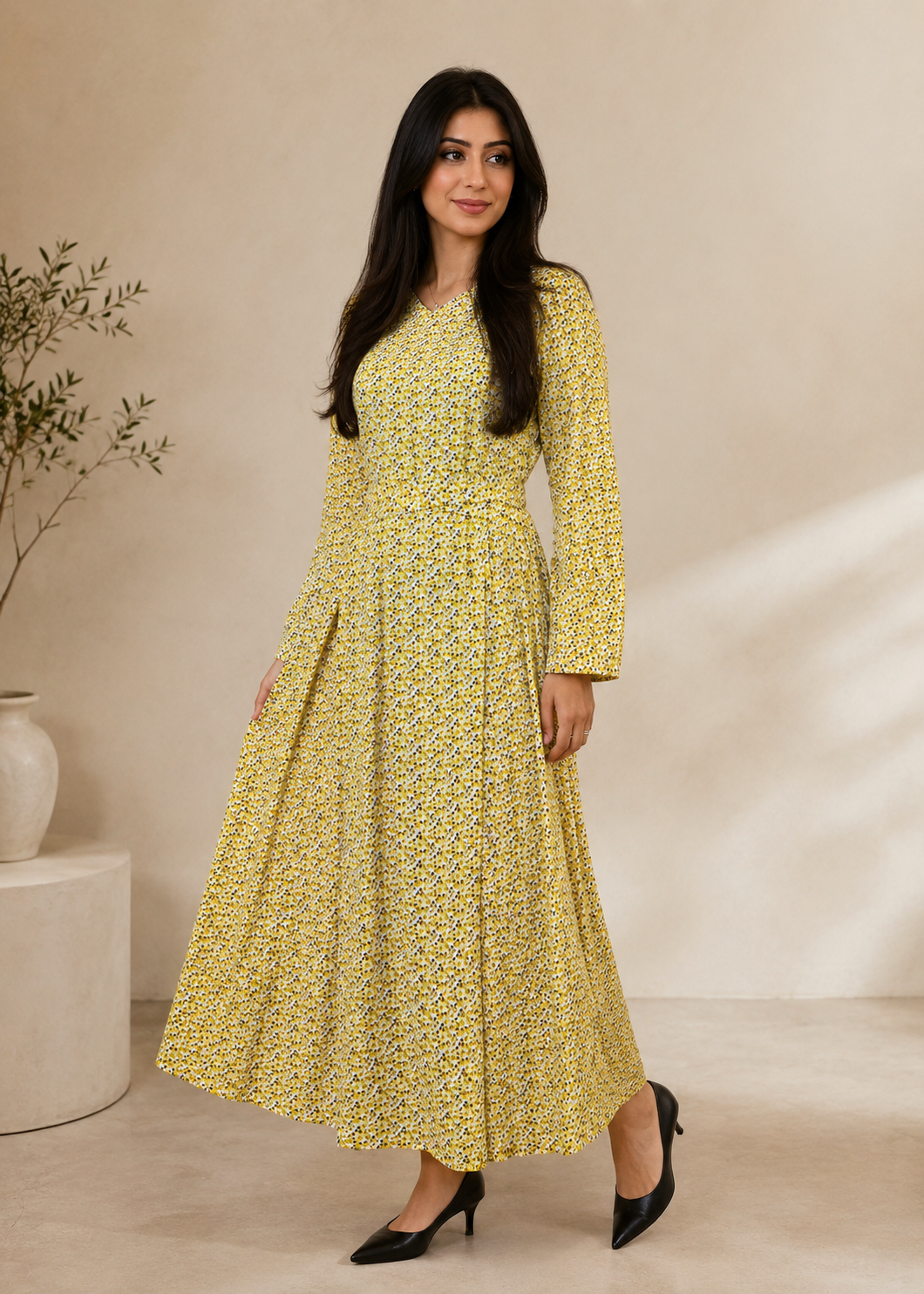 georgette Maxi in Mellow yellow