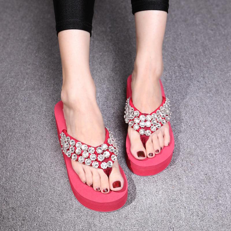 Crystal Plum Wedge Platform Women's Sandals