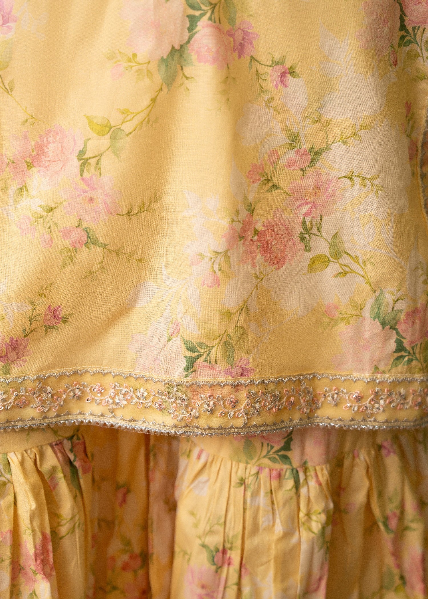 cambric Gharara in Yellow
