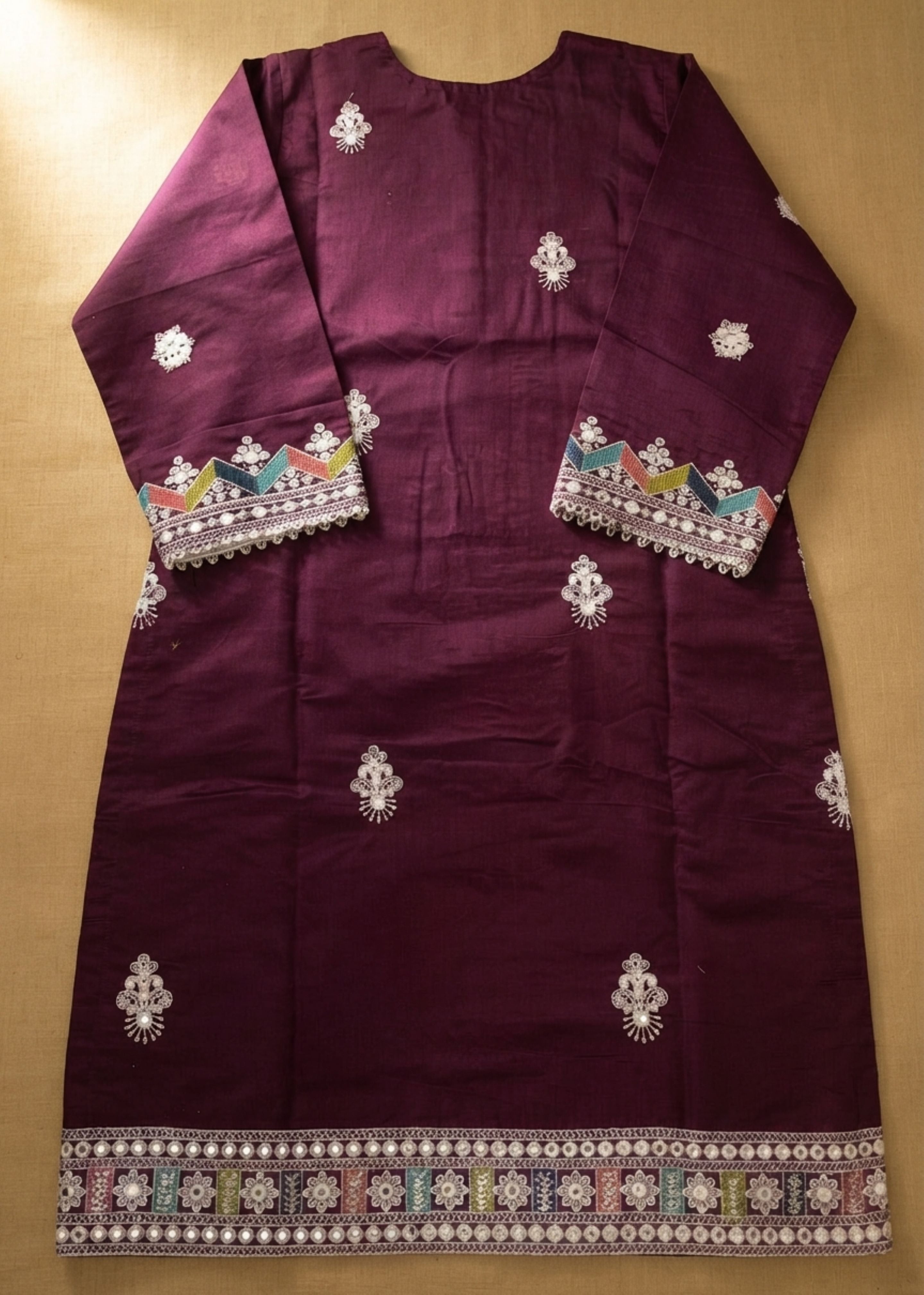 polycotton Kurta Set in Maroon