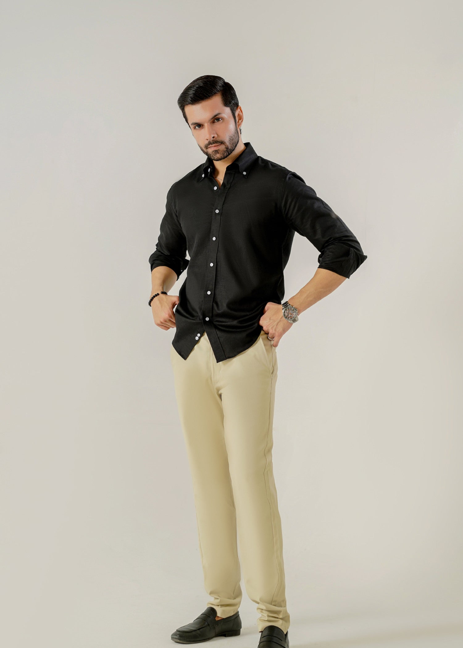 linen Casual Shirt in Black