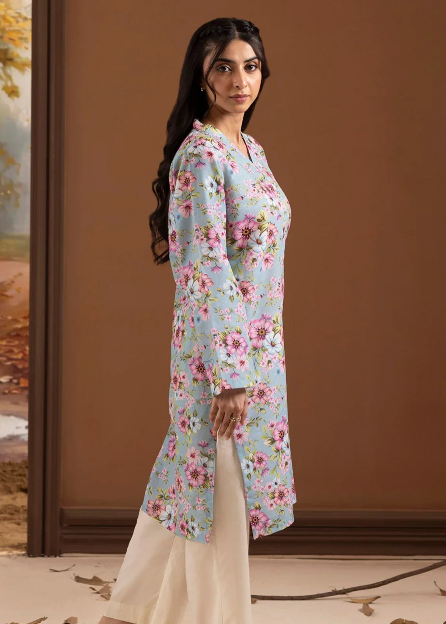 khaddar Kurti in Light blue