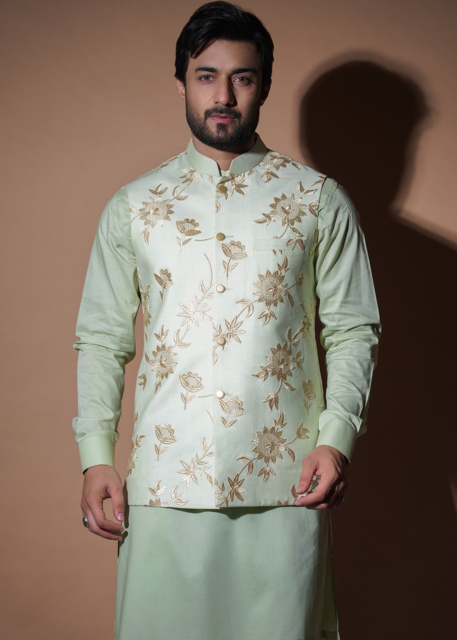 tropical Waistcoat in Mint green