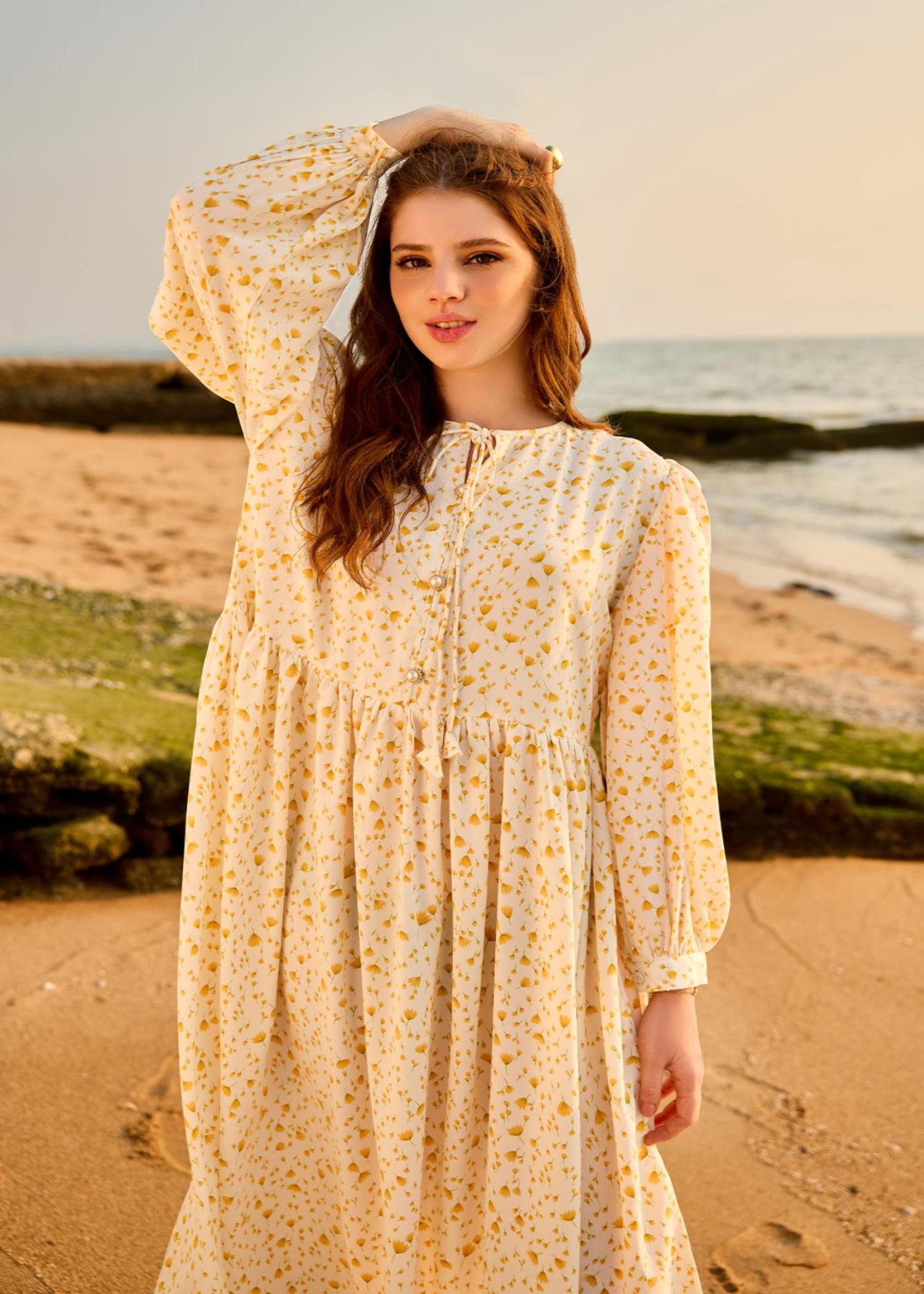 polycotton Dress in Off-white