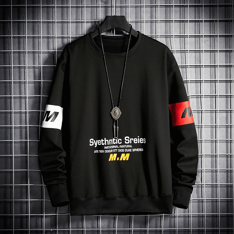 Autumn Loose Letter Printed Sweater Men'S Long Sleeved Sweater
