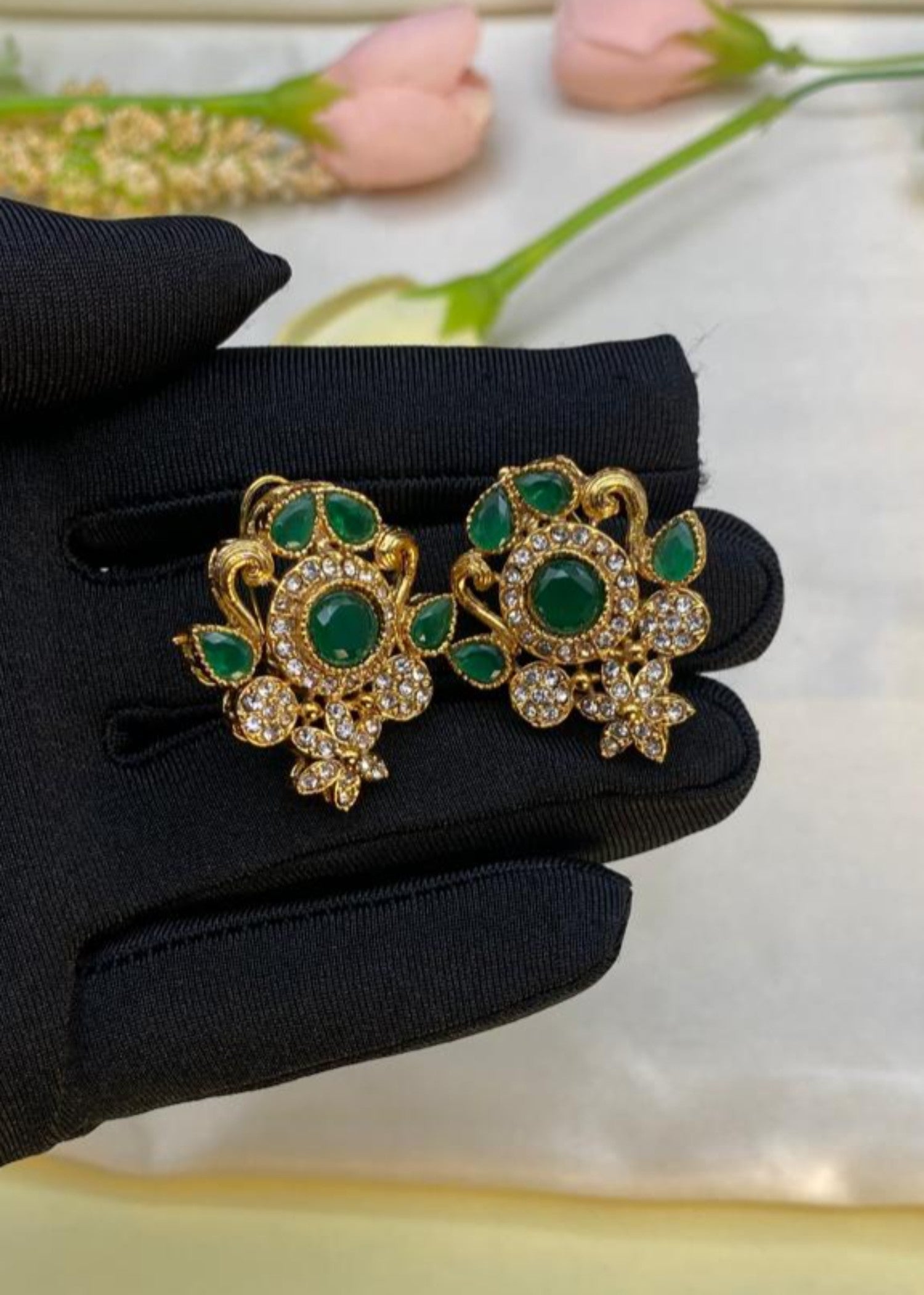 Earrings in Green Color by - Trendy Women Earrings WBA2412