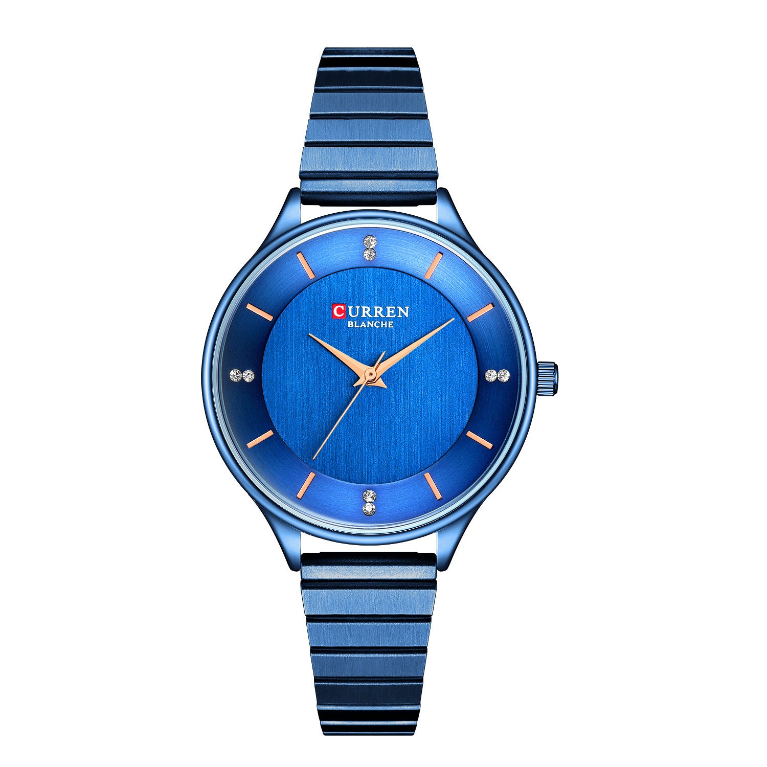 Ladies Watch Steel Band Quartz Pointer Women's Casual Black Men's Watch