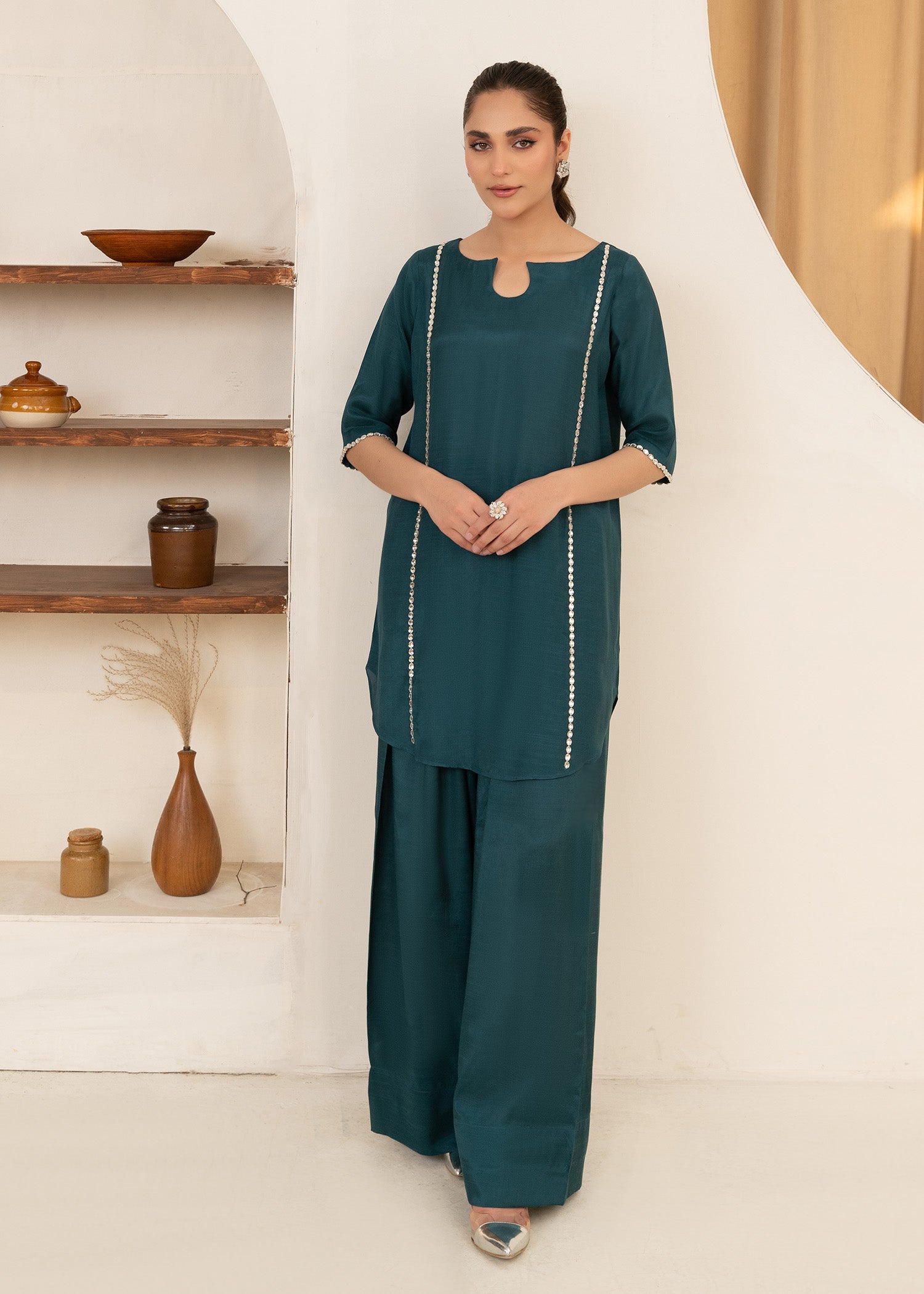 thai silk Kurta Set in Teal