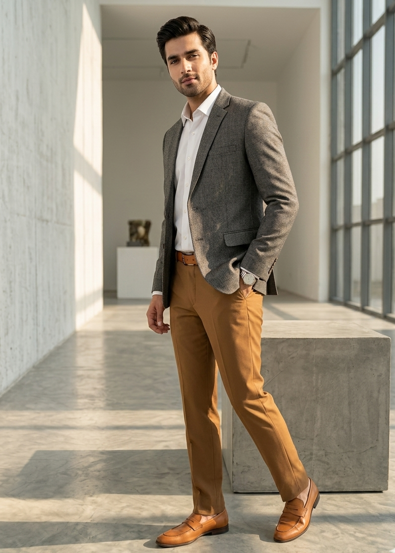 wool Blazer in Warm grey