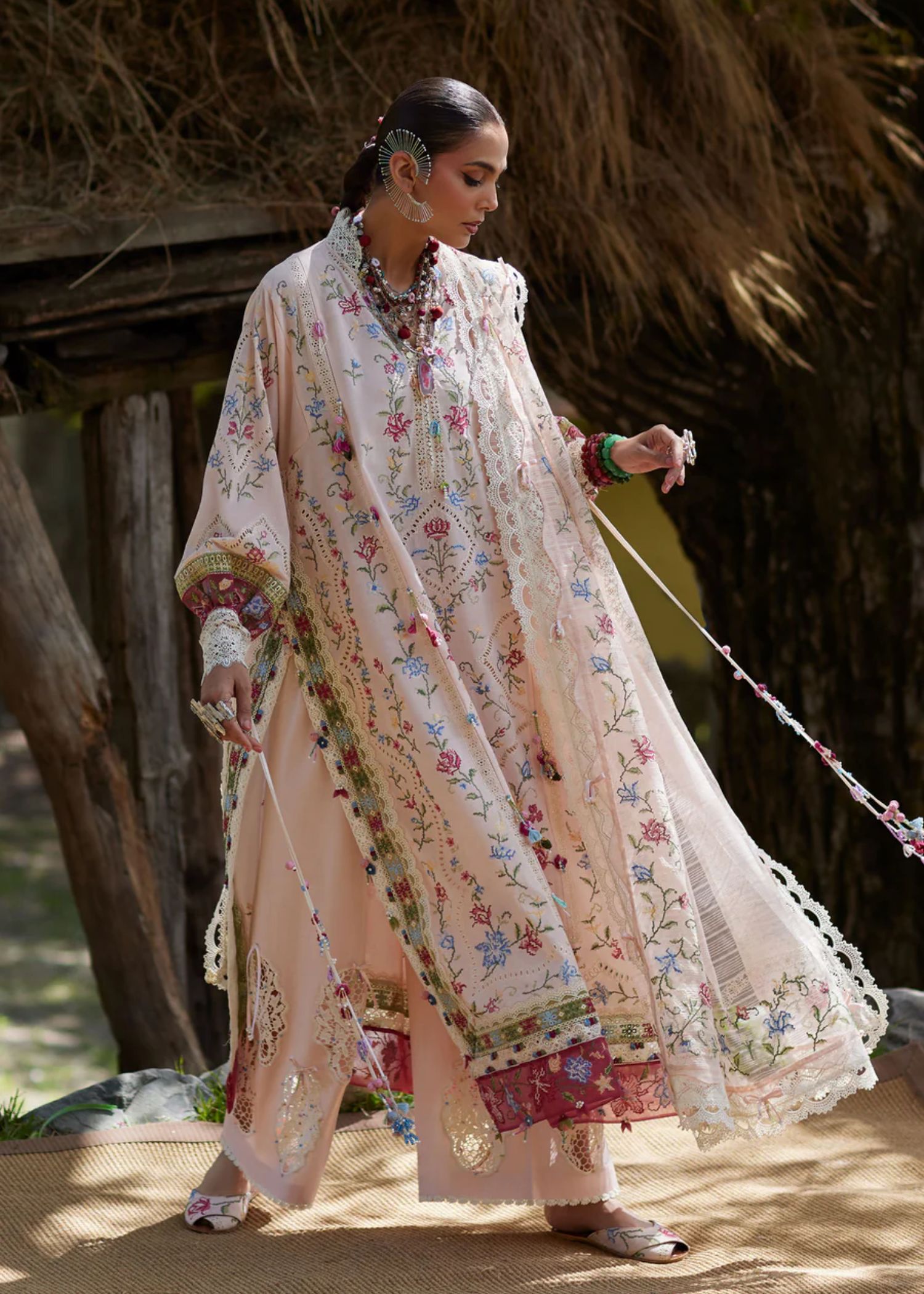 slub lawn Unstitched in Light pink