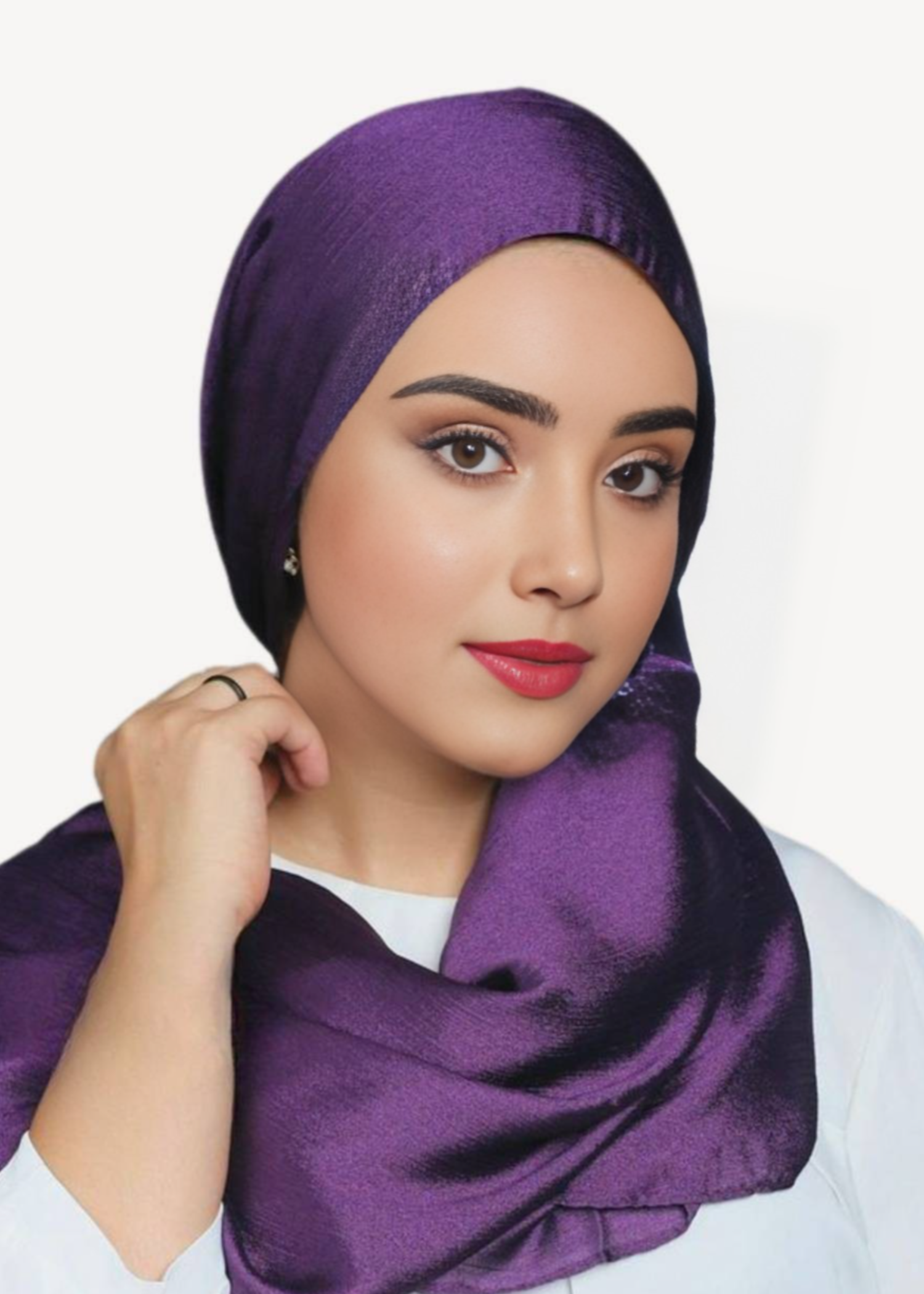 satin crepe Hijab in Purple