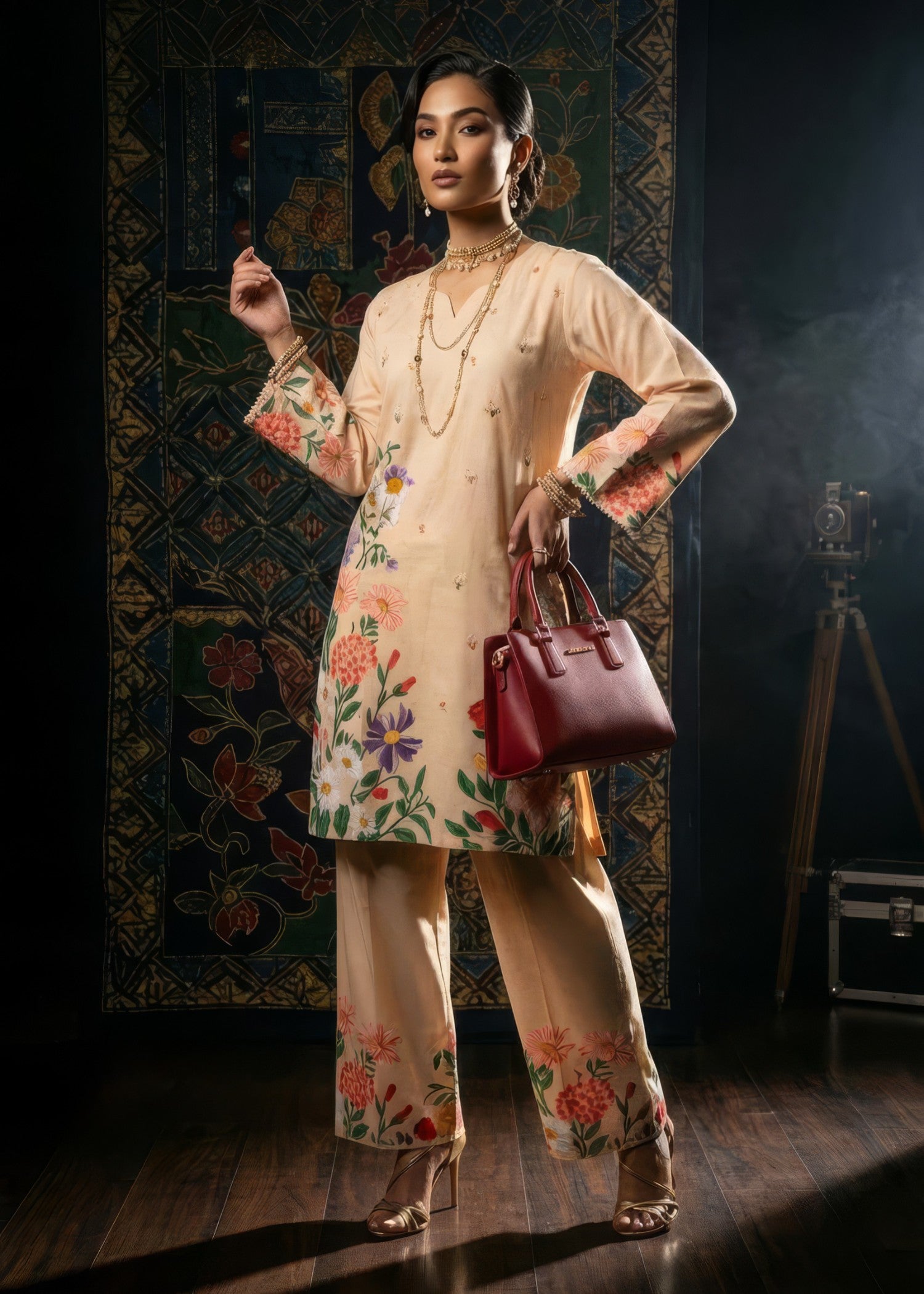 poly lawn Co Ord Sets in Peach orange