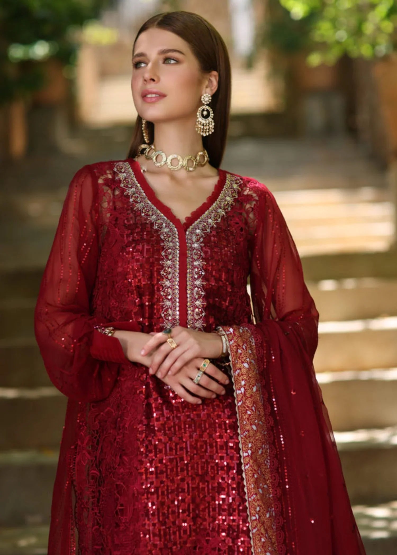 chiffon Unstitched in Red