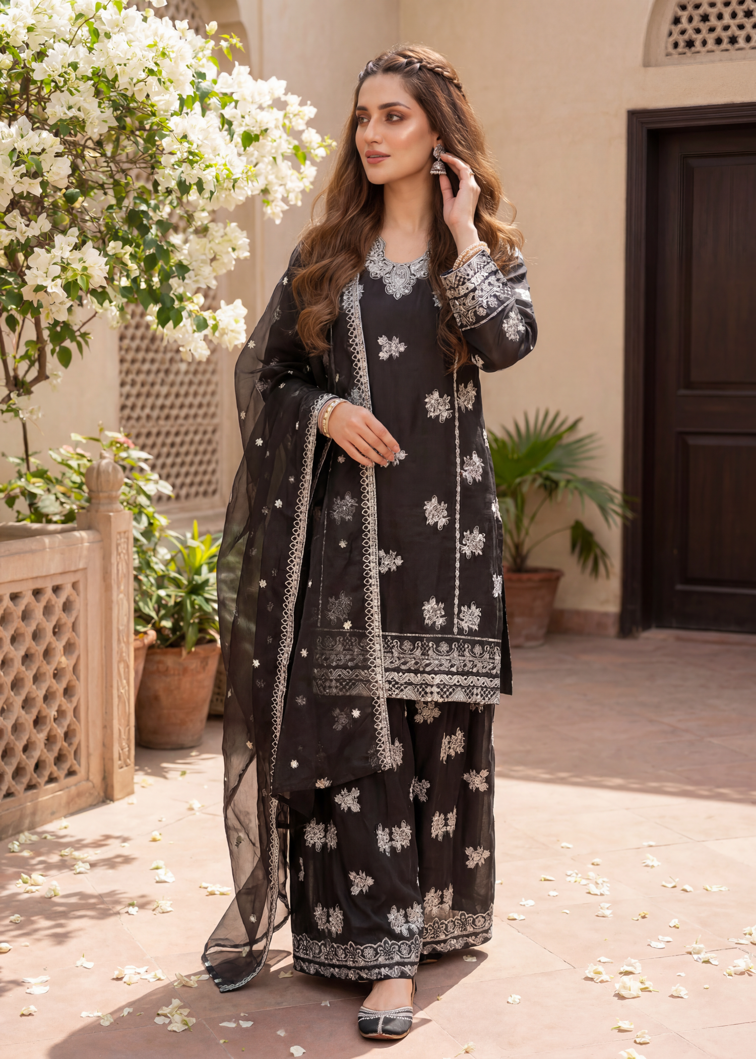 cotton Sharara in Black